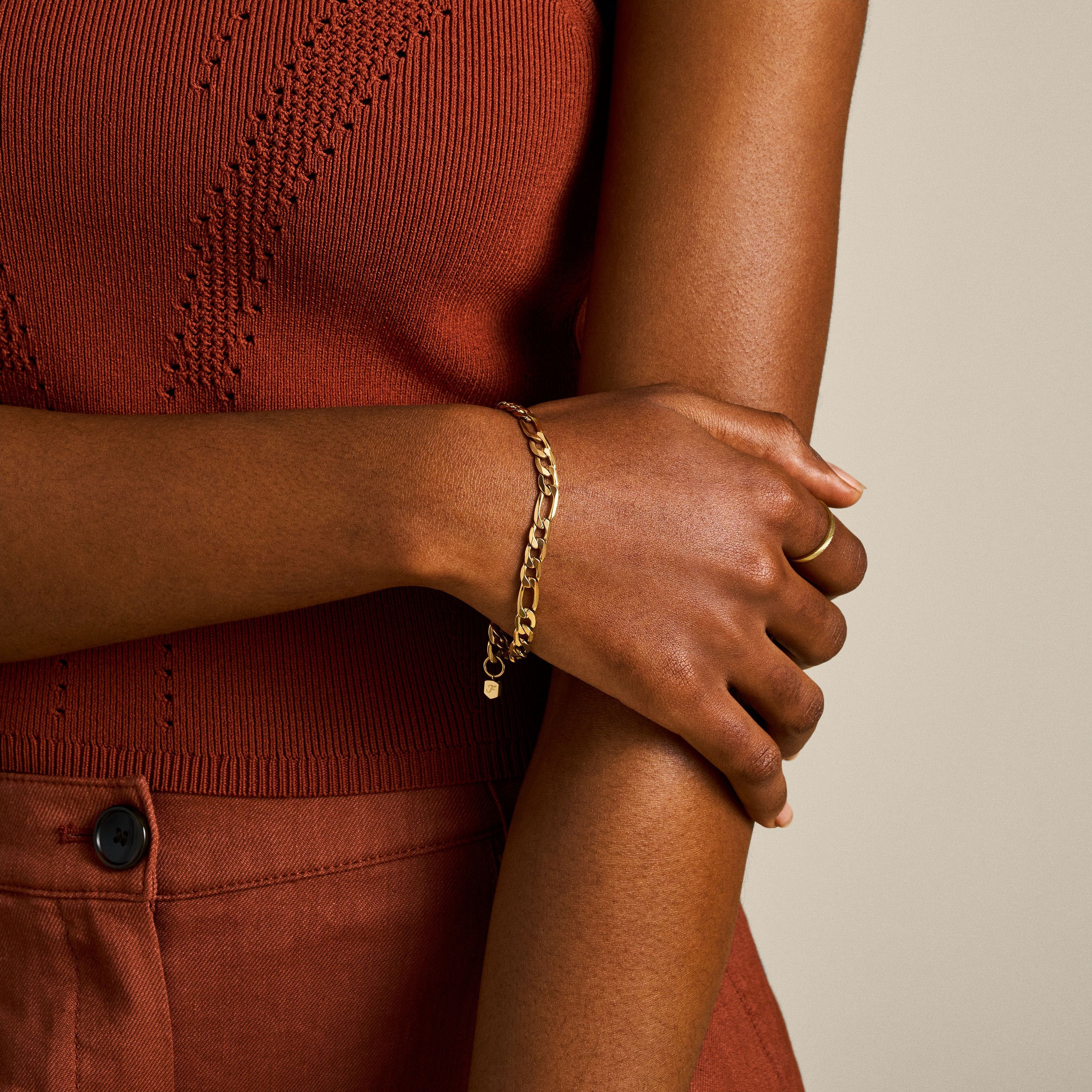 Fossil Armband »Schmuck Geschenk Edelstahl Armkette All Stacked Up Figaro«