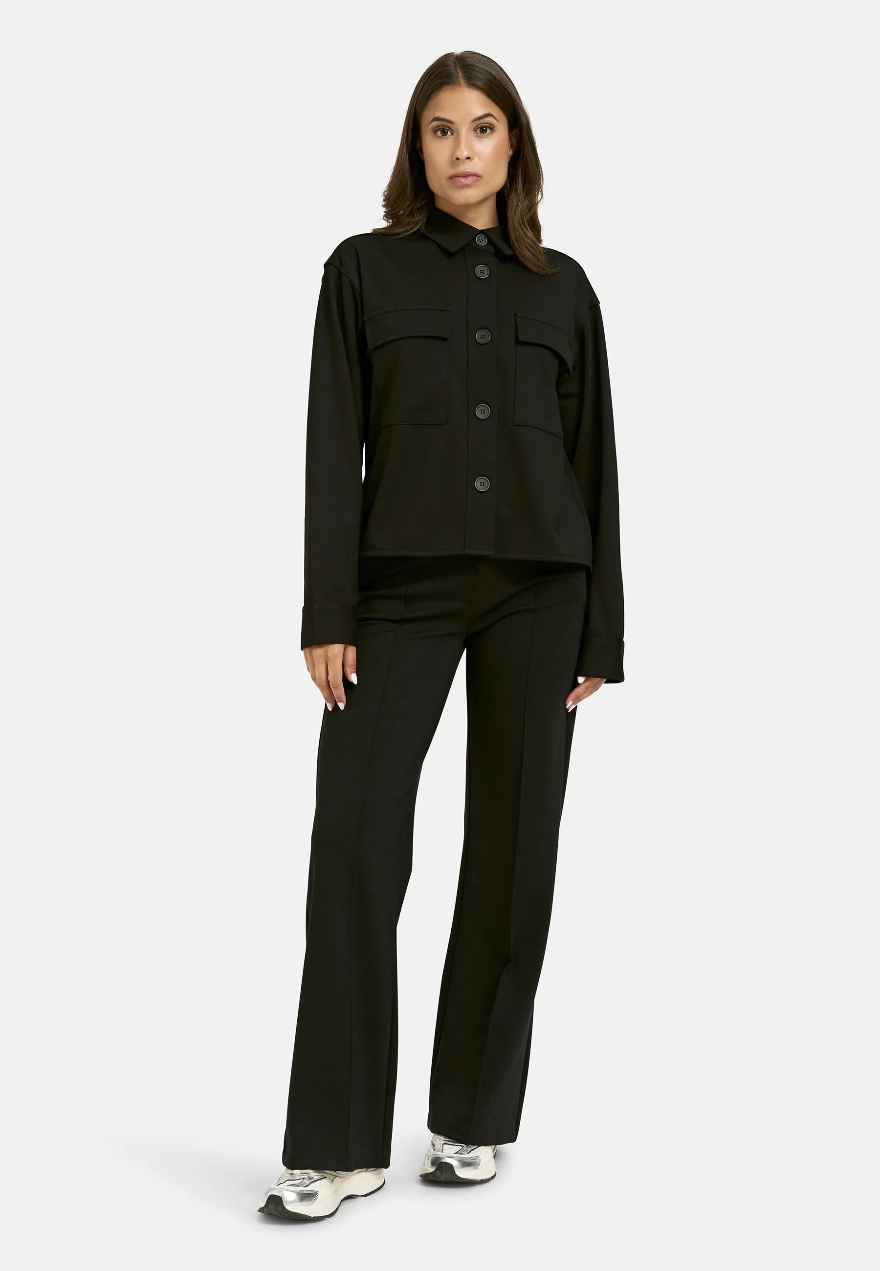 Hemdjacke SMITH & SOUL, Damen, Gr. M, schwarz, Jersey, Obermaterial: 70% Polyester, 26% Viskose, 4% Elasthan, unifarben, hüftlang, 1-Knopf-Manschette mit Schlitz, Jacken, mit aufgesetzten Taschen, Jersey 3
