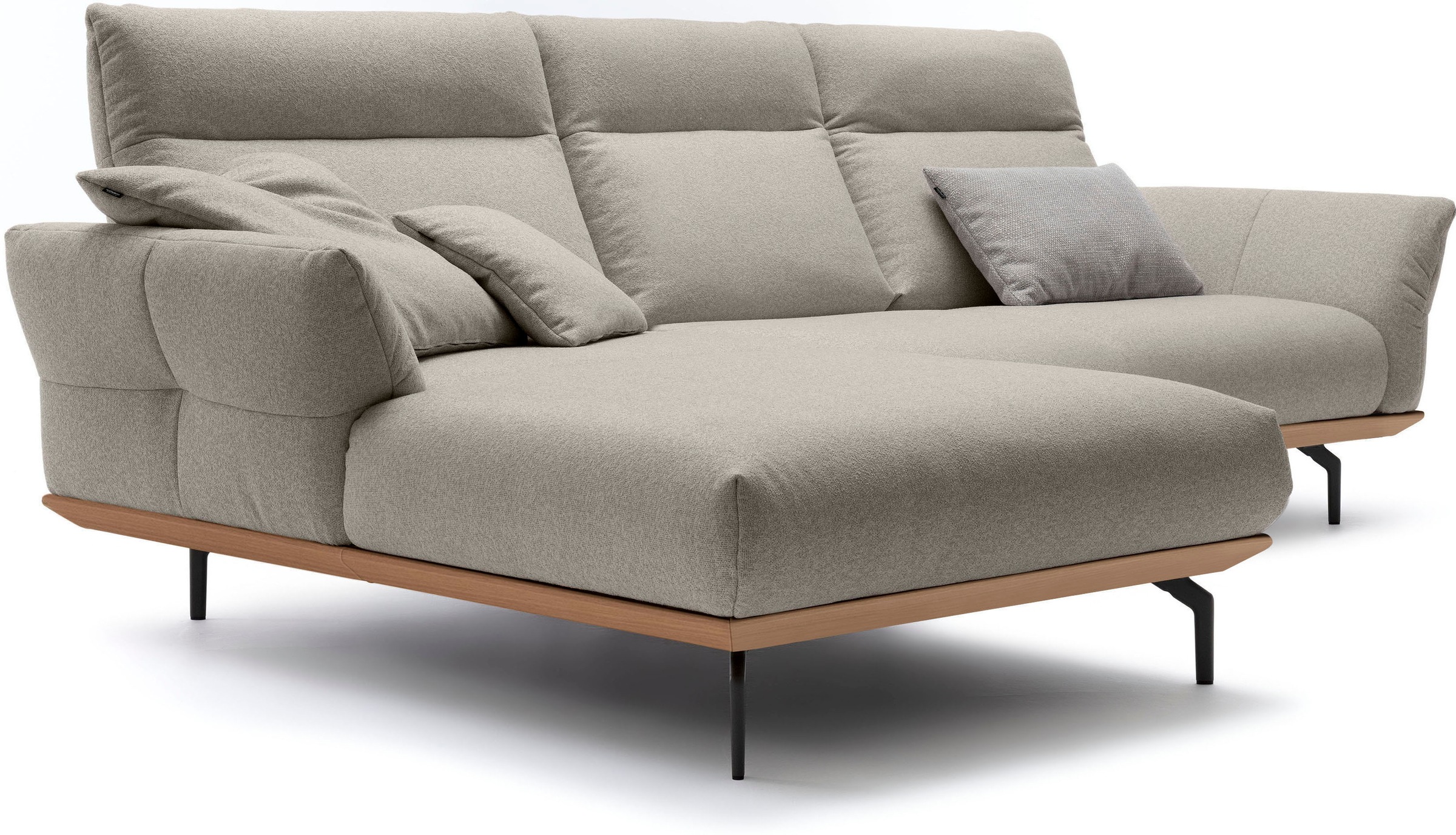 Creation BY ROLF BENZ Ecksofa »CR.460«, Sockel in Eiche, Alugussfüße in umbragrau, Breite 298 cm