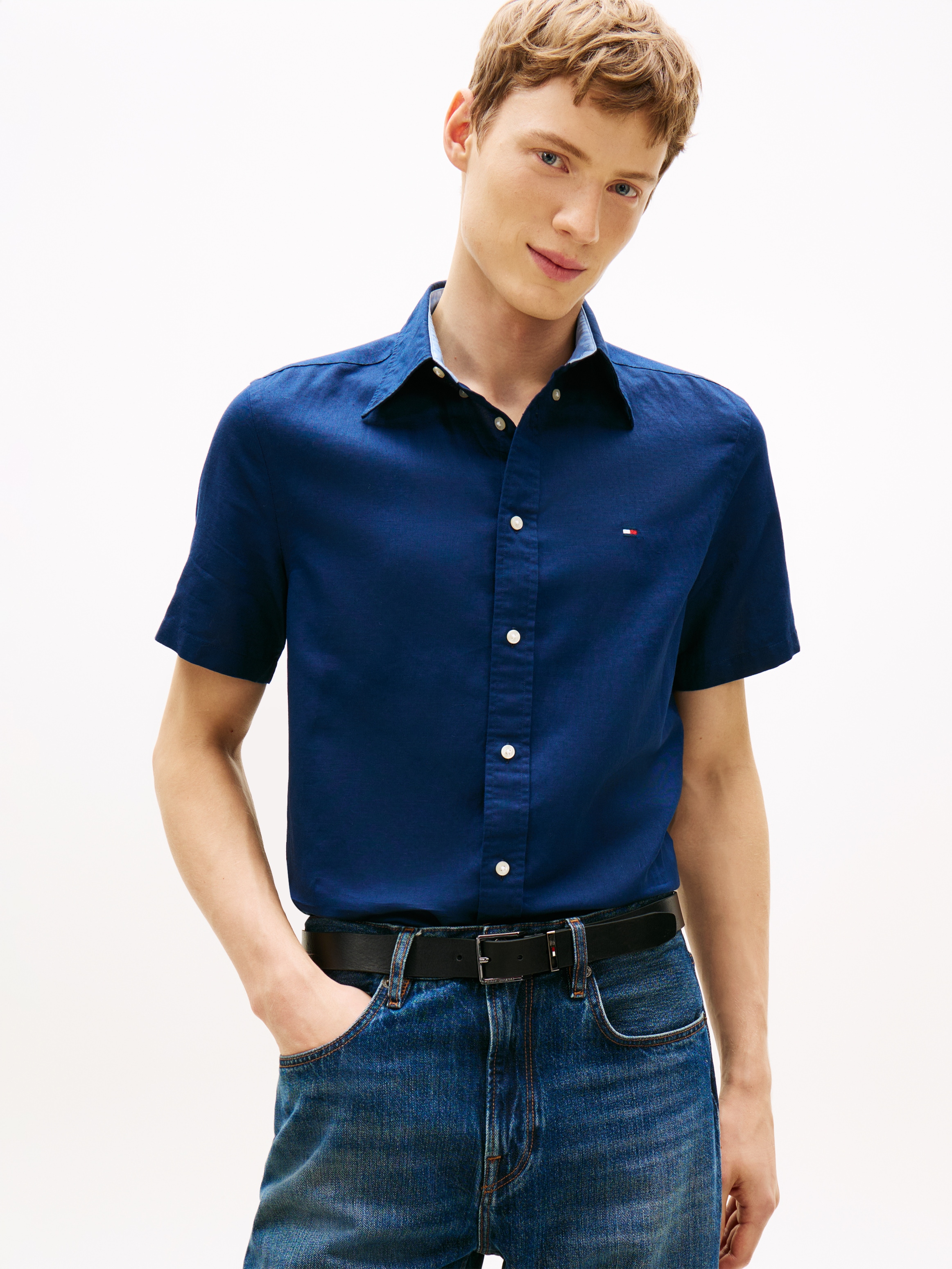 Tommy Hilfiger Kurzarmhemd "LINEN BLEND SOLID"