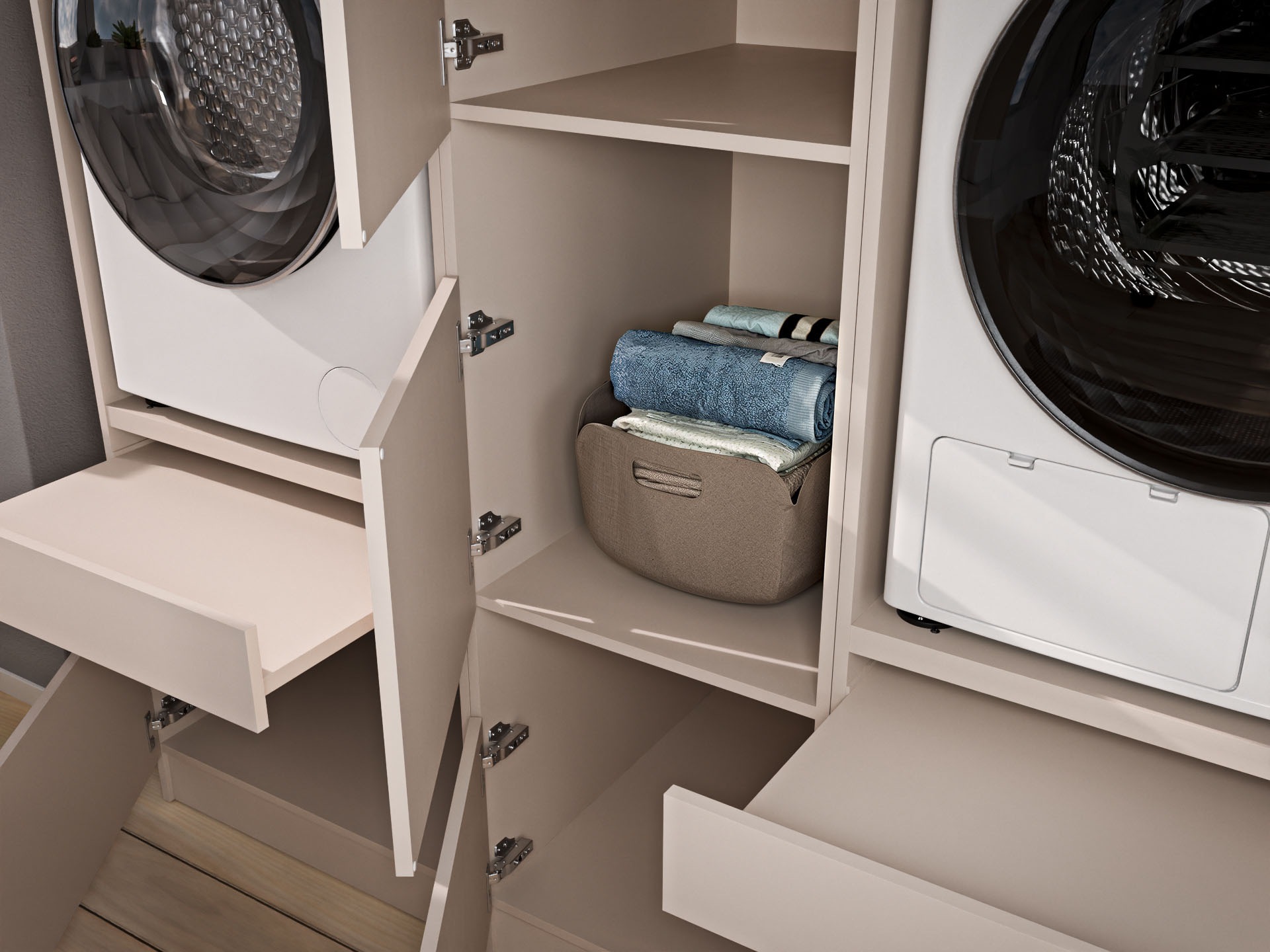 BASIC by Balculina Mehrzweckschrank-Set »Washhome B/T/H 118x68x200 cm« 2 Stk. tlg.