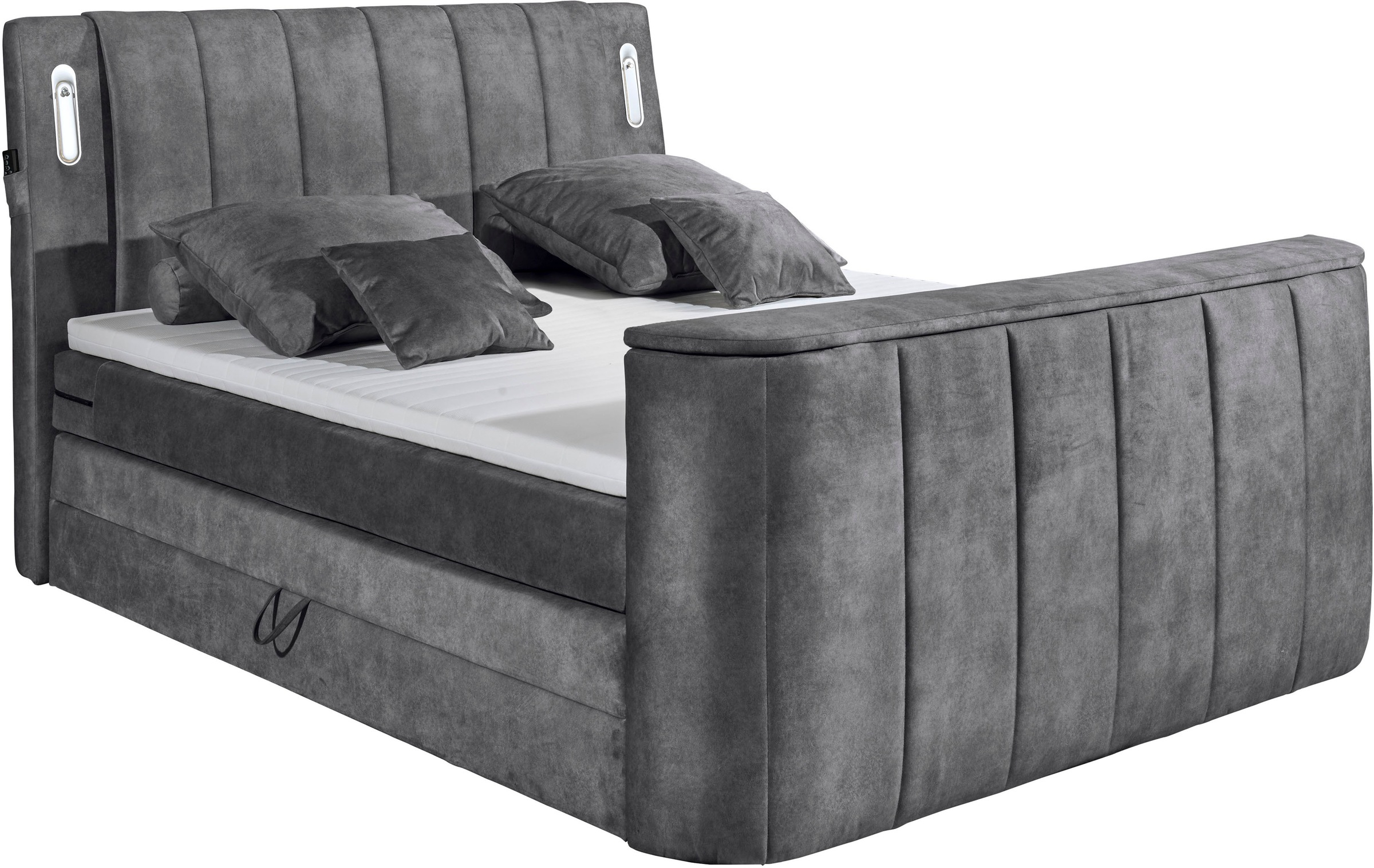 Thumbnail - ED EXCITING DESIGN Boxspringbett "Dallas" 7 Stk. tlg. inkl. Topper, LED-Beleuchtung, TV Halterung und zwei Bettkästen