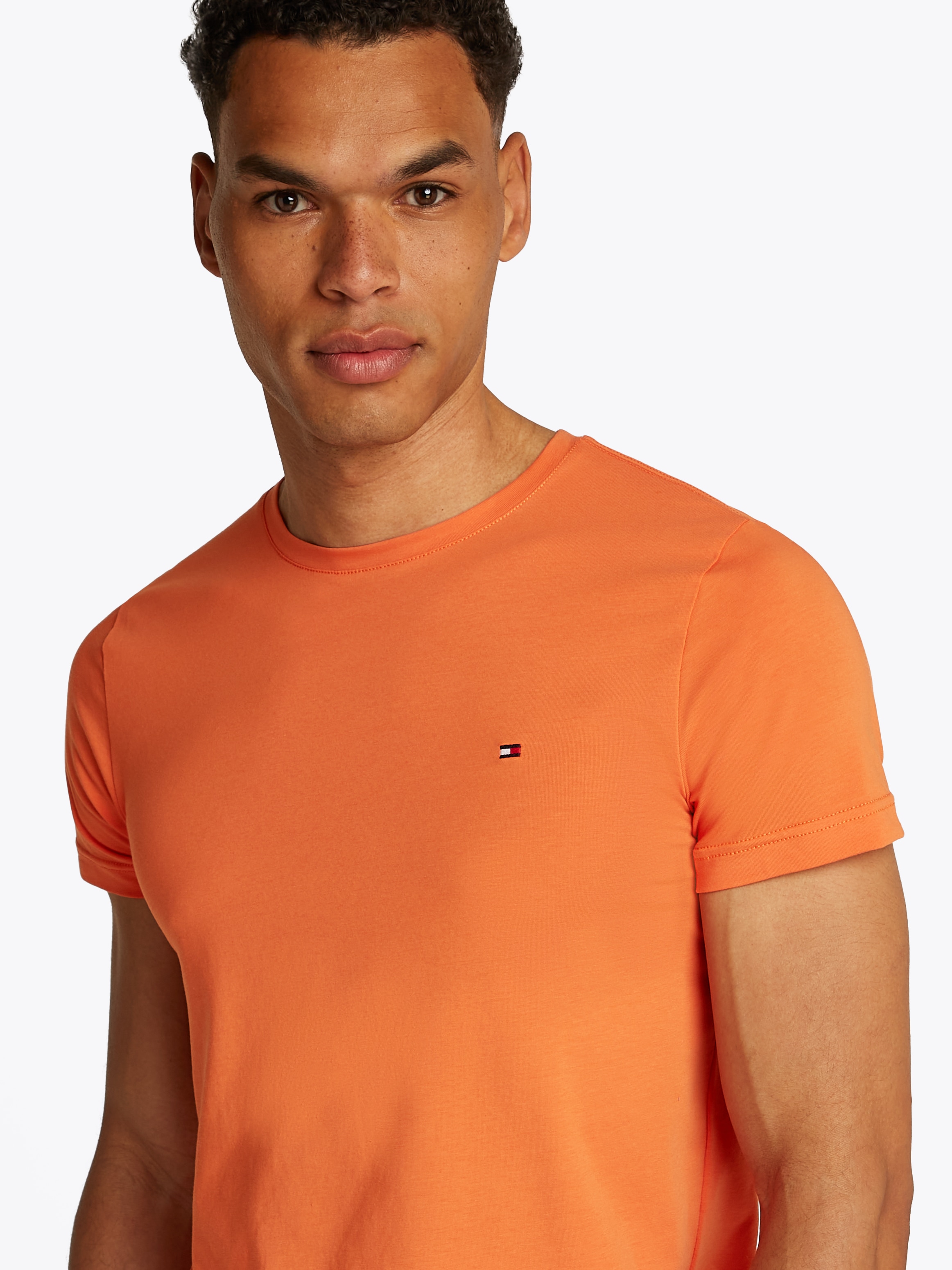 Tommy Hilfiger T-Shirt »STRETCH SLIM FIT« unifarben, casual, slim fit, Baumwollmix, Rundhals