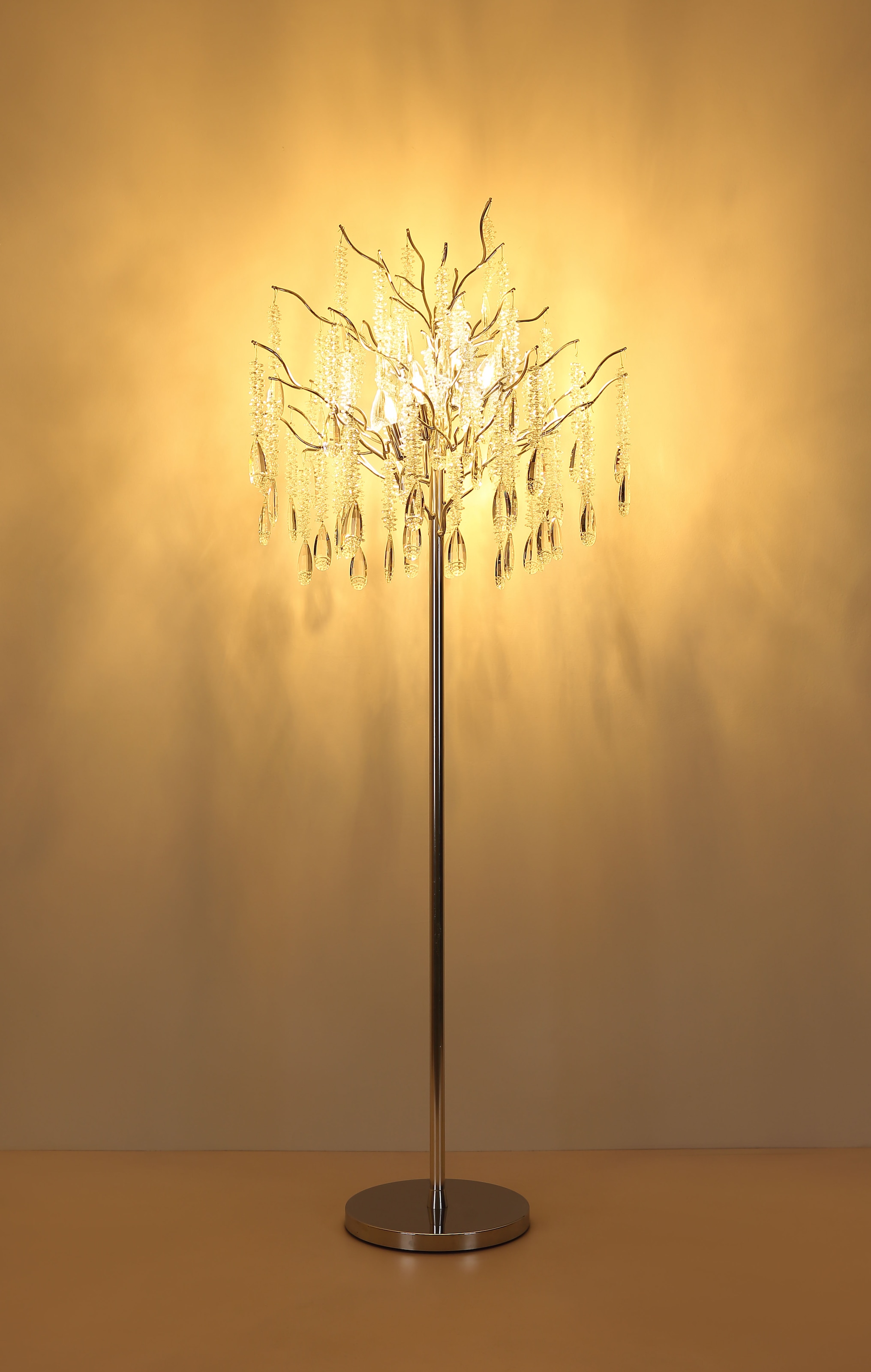 GLOBO LIGHTING Stehlampe »KINGA« E14 1 Stk. Stilvolle Stehleuchte mit Fußschalter und Kristallen