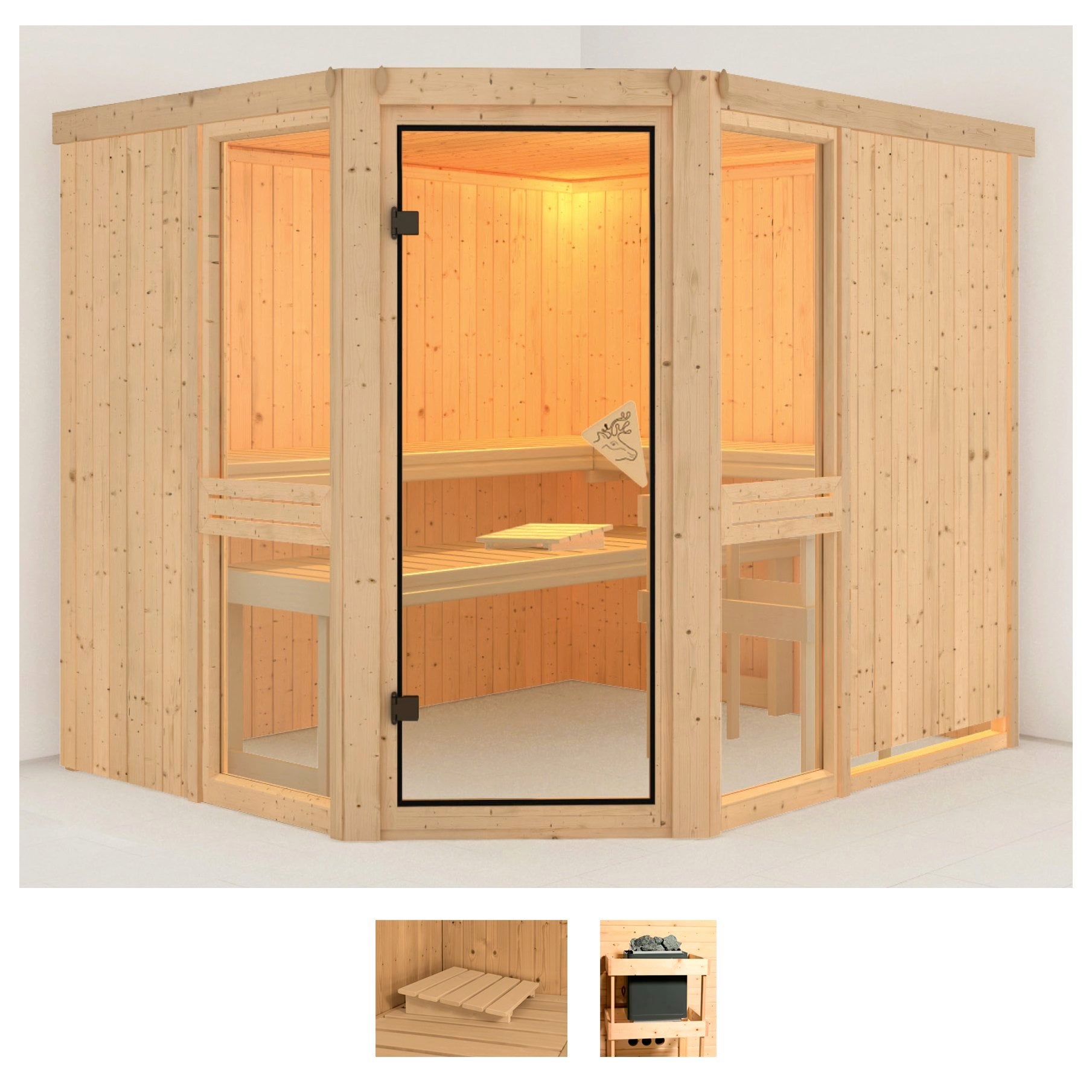 Karibu Sauna "Aline 3" Set, ohne Ofen