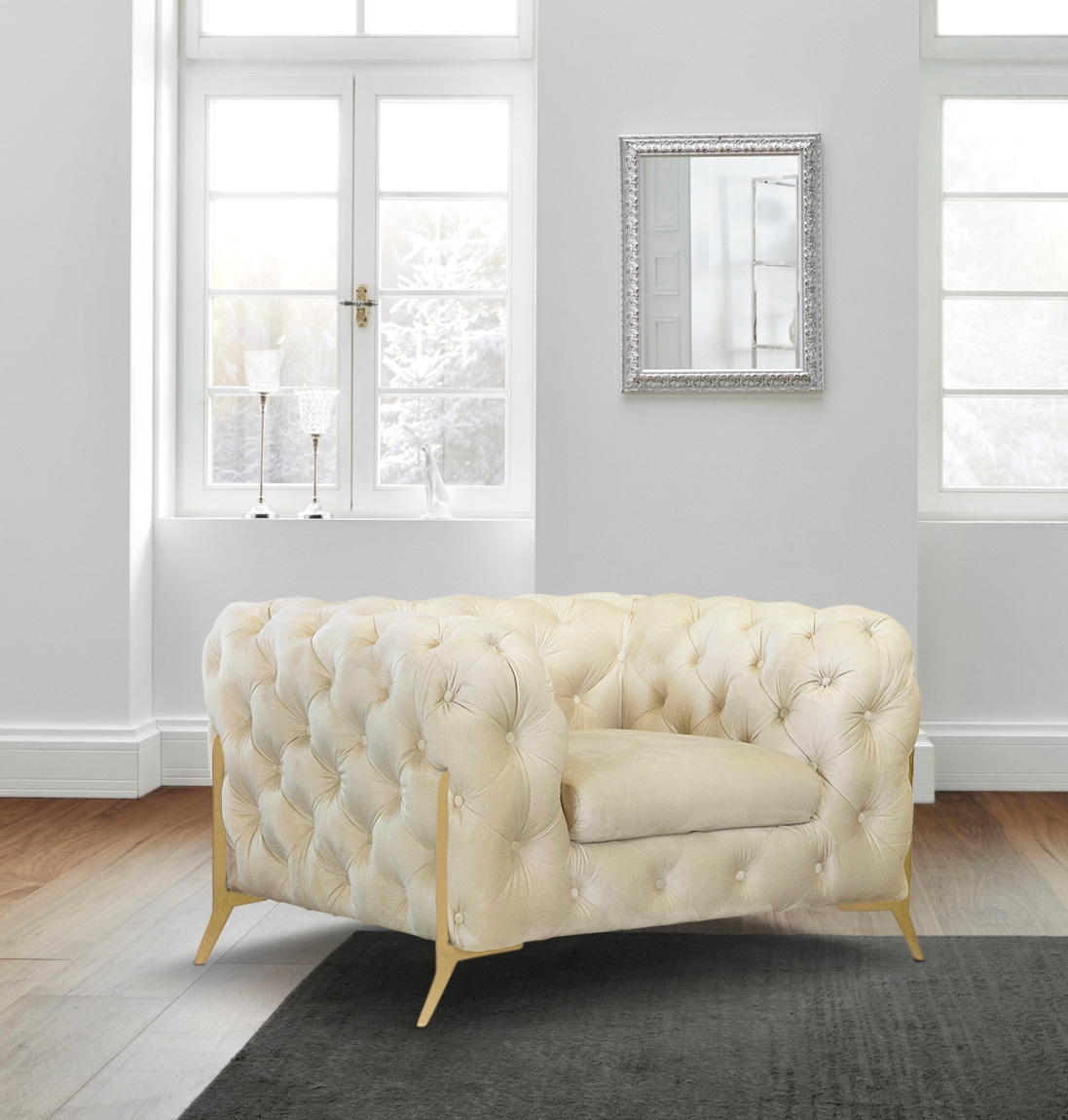 Leonique Chesterfield-Sessel »Amaury Sessel«, aufwändige Knopfheftung, moderne Chesterfield Optik, Fußfarbe wählbar