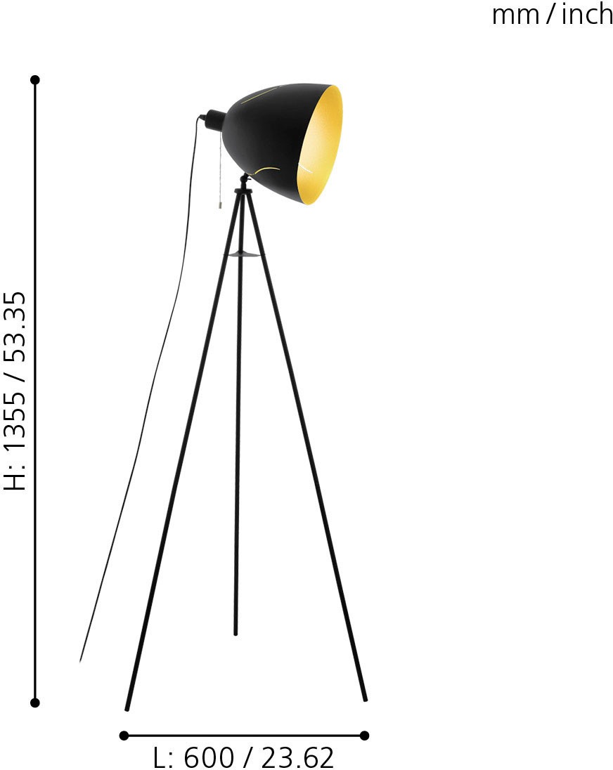 EGLO Stehlampe »HUNNINGHAM«, 1 flammig, Leuchtmittel E27 | ohne Leuchtmittel