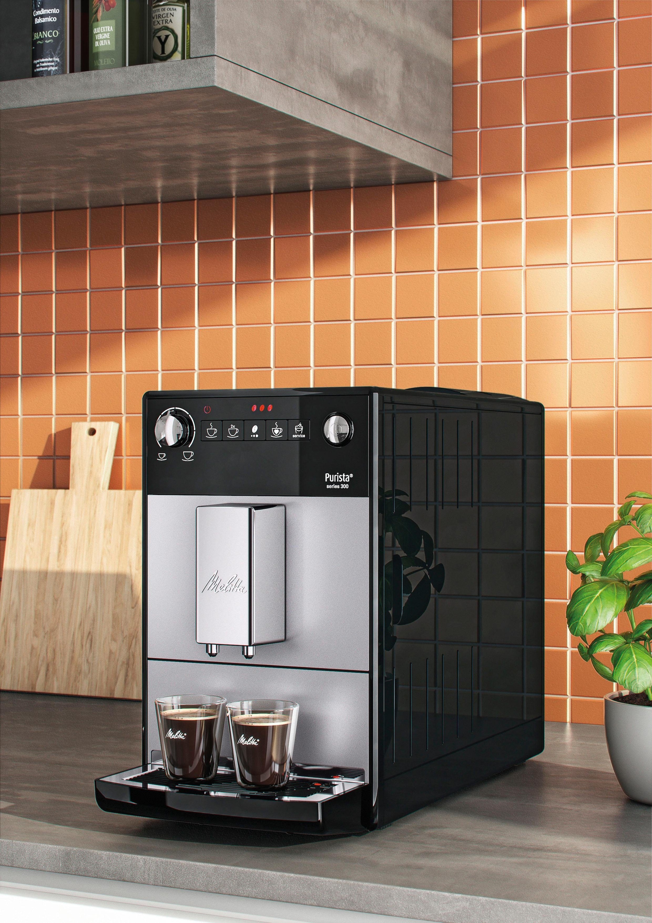 Melitta Kaffeevollautomat »Purista® kompakt bestellen silber/schwarz«, Lieblingskaffee-Funktion, leise F230-101, & | BAUR extra