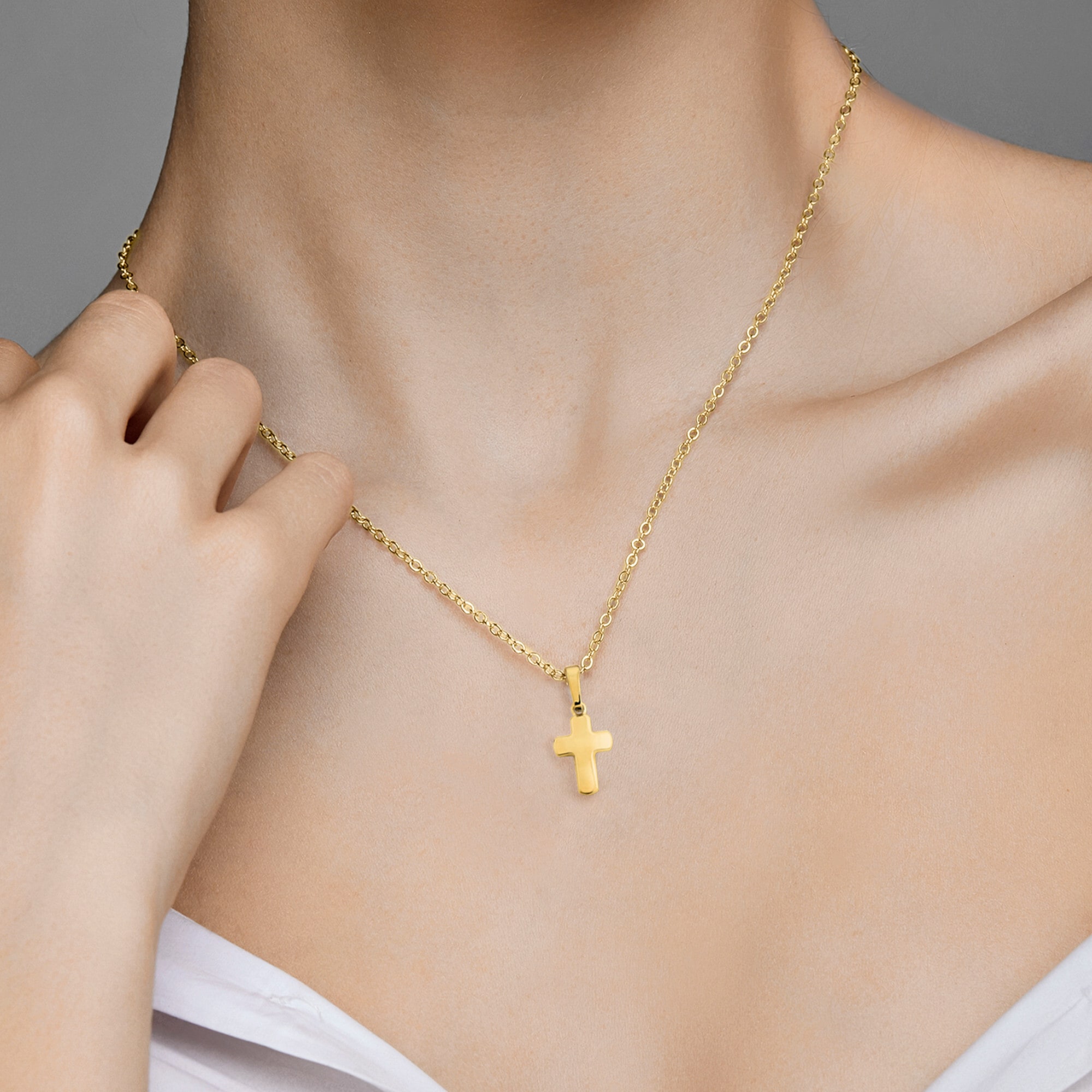 ONE ELEMENT Kettenanhänger »Kreuz Gelbgold«, Anhänger 333 Damen aus Gold Schmuck kaufen online | BAUR