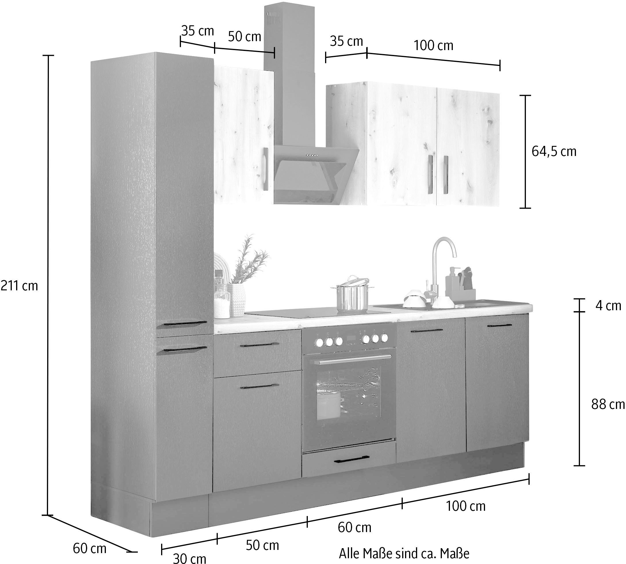 BASIC by Balculina Küchenzeile »Turin«, Breite 240 cm, wahlweise mit E-Geräten