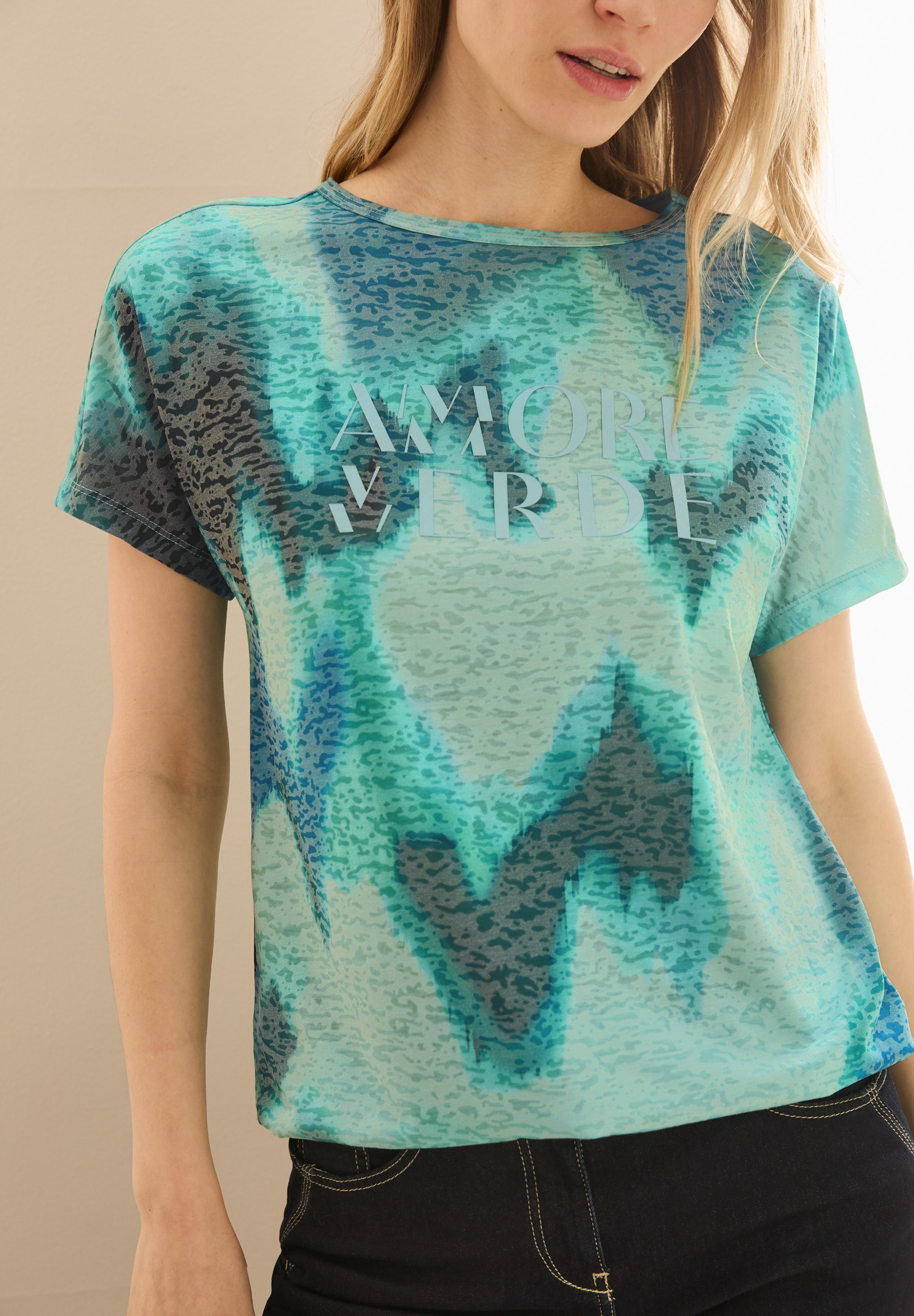 Cecil Print-Shirt mit U-Boot-Ausschnitt