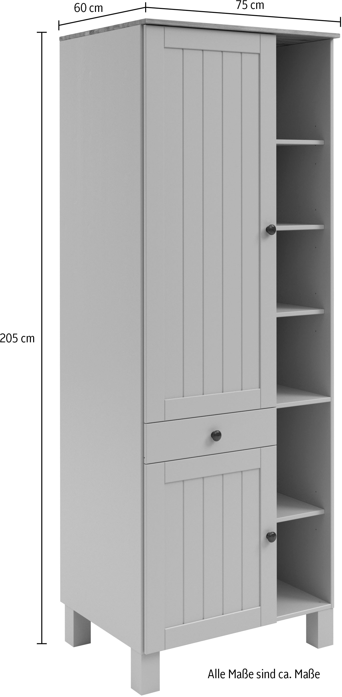 Home affaire Hochschrank »Alby2«, Mit Metallgriffen, Breite 75 cm
