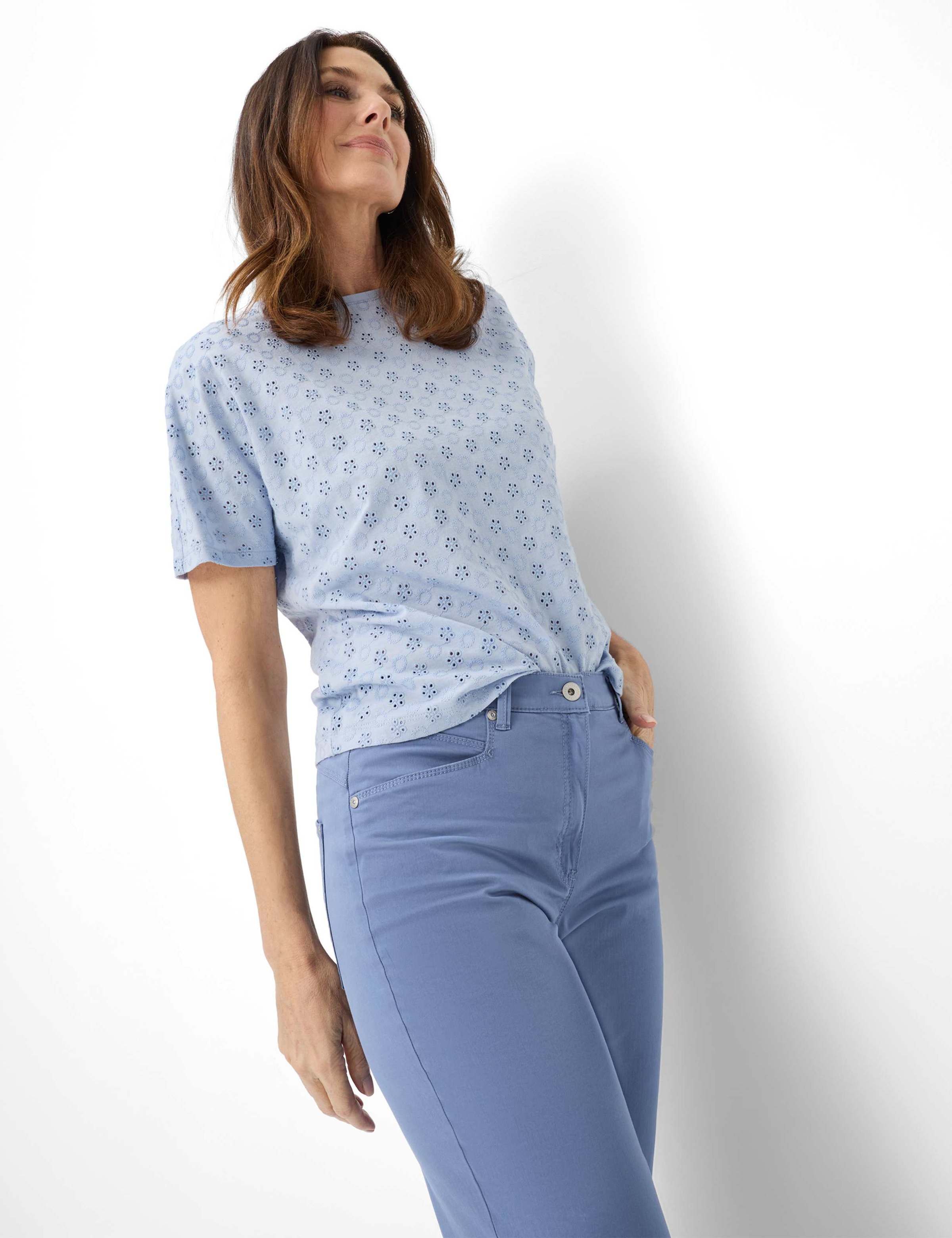 Raphaela by Brax Caren Women's Cotton Trousers Blue 48K 3