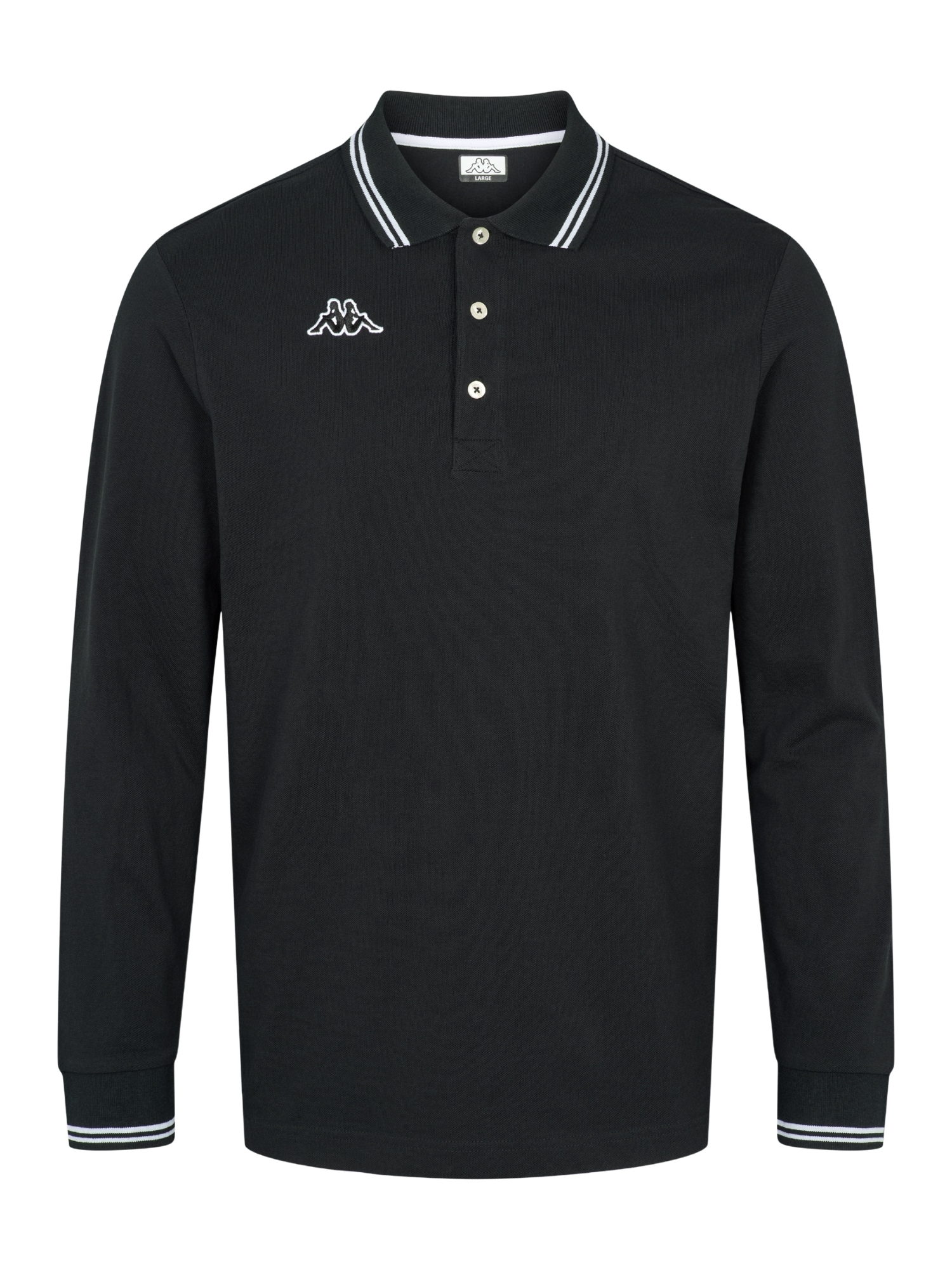 KAPPA Herren Langarmhemd "Kappa Long Sleeve Polo Logo Maltax 5"schwarz, Gr. XL, Obermaterial: 100% Baumwolle, Hemden