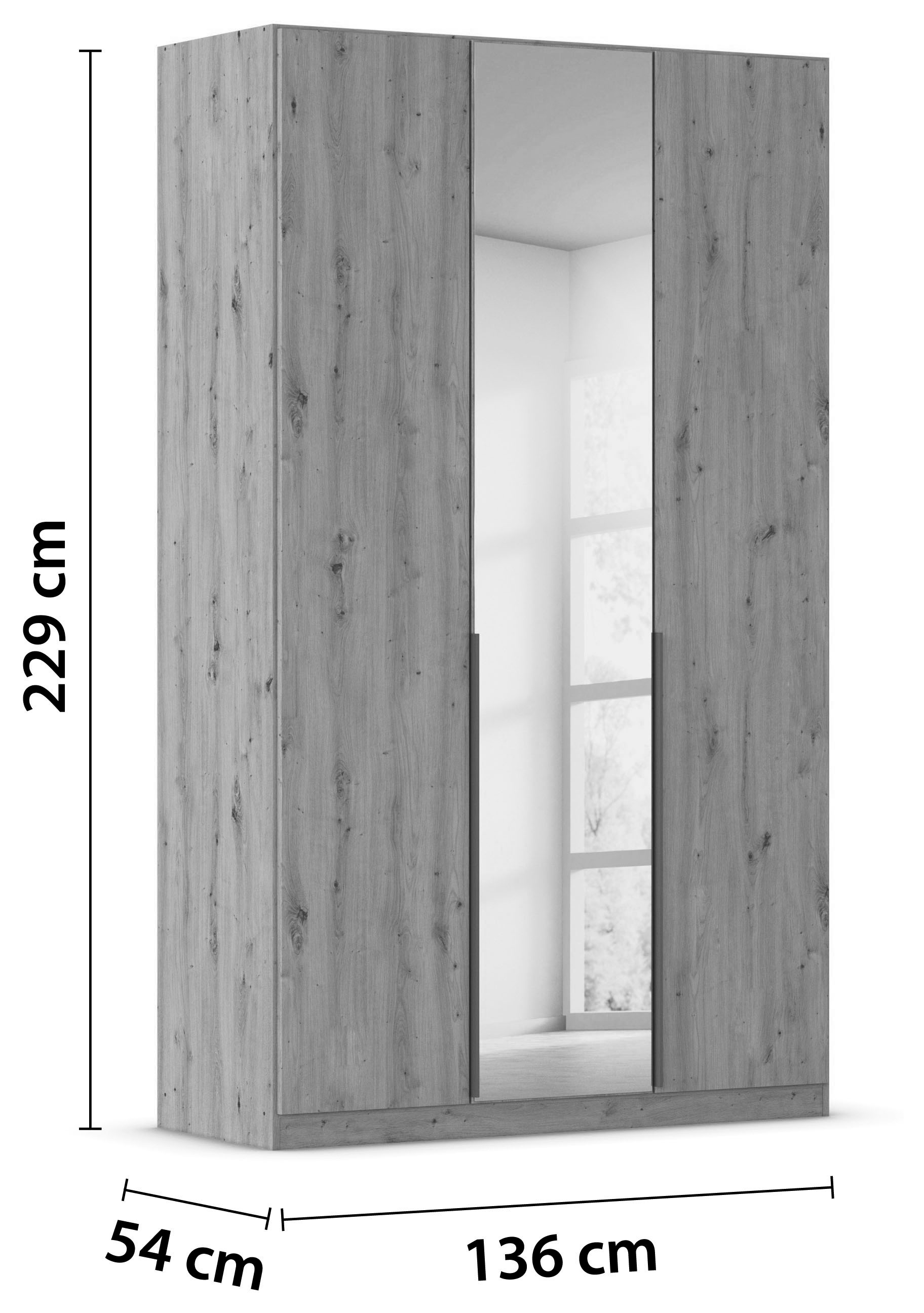 rauch Drehtürenschrank »Kleiderschrank Schrank Garderobe AGORDO mit Dekor- oder Hochglanzfront«, (in zwei Griff-Farben), durchdachte Innenausstattung, in 6 Breiten und 2 Höhen MADE IN GERMANY