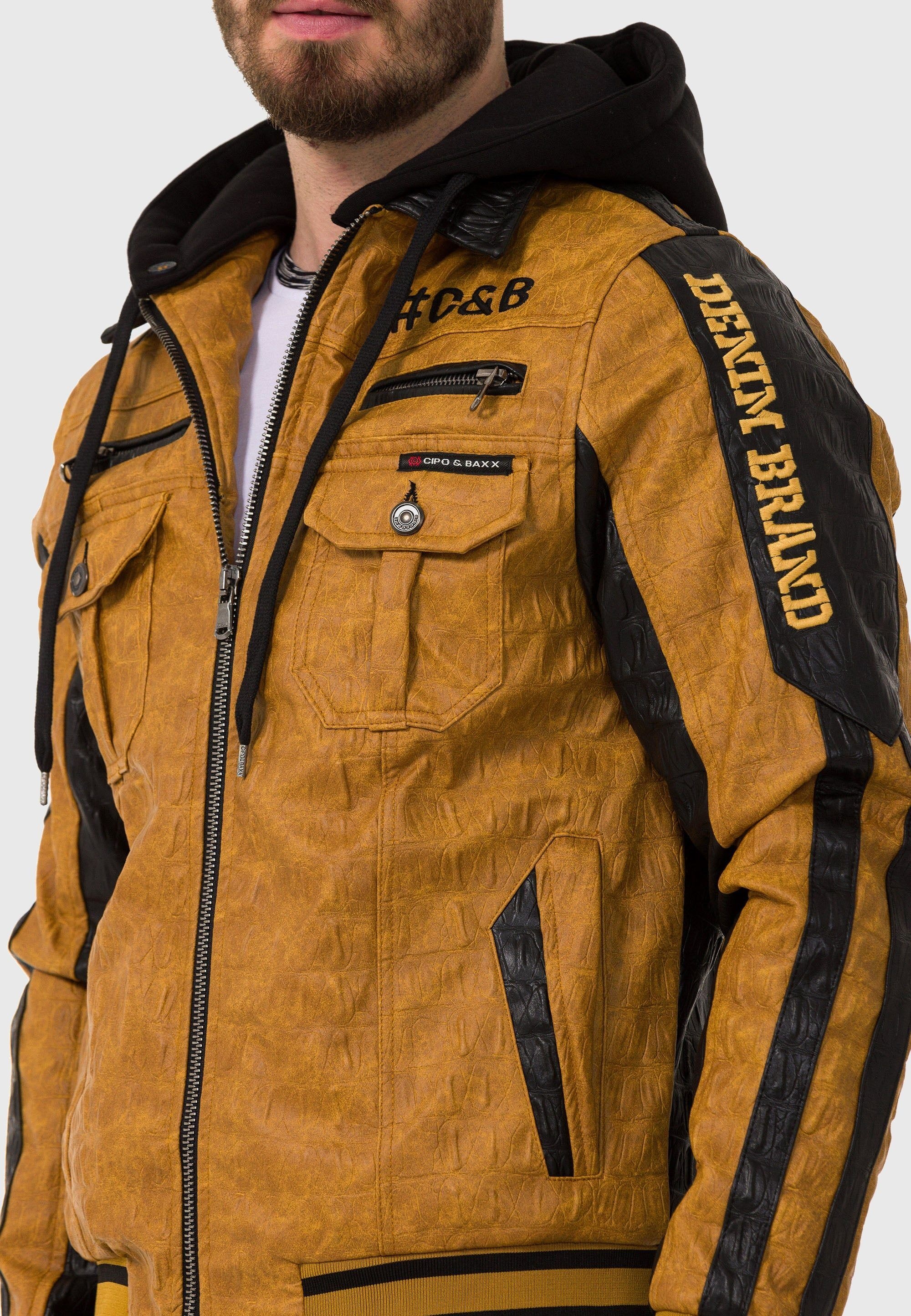 Cipo & Baxx Lederimitatjacke »Jacke«, ohne Kapuze, aus Kunstleder