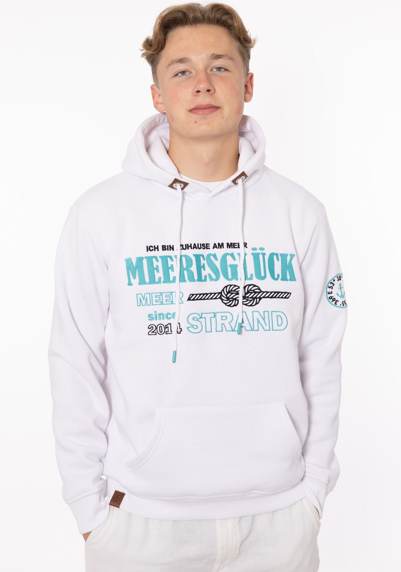 Zwillingsherz Hoodie ""Meeresglück" Herren", mit gesticktem Detail am Ärmel und Kapuze