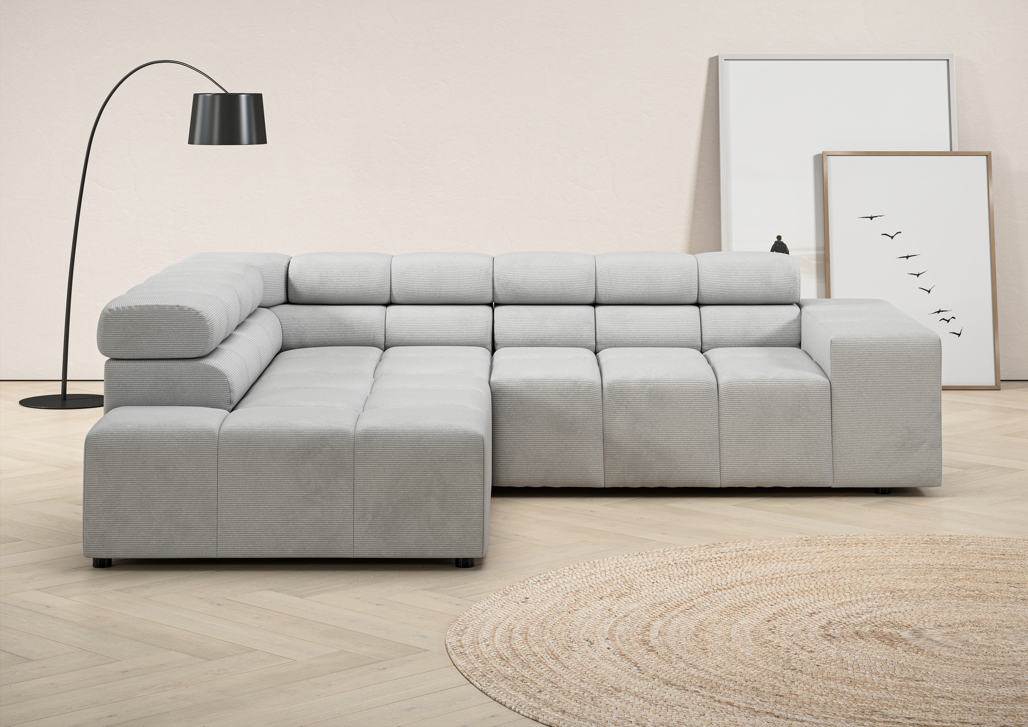Home affaire Ecksofa "Ancona, Ecksofa, incl. Kopfteilverstellung, Breite 249 cm, L-Form" wahlweise motorische Sitztiefenverstellung, B/T(H: 249/215/70 cm