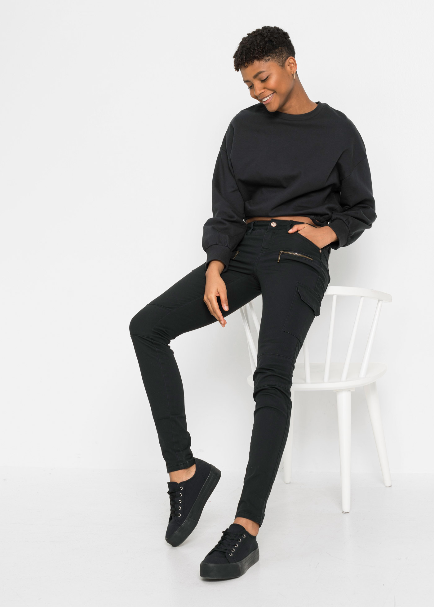 Thumbnail - bonprix Cargohose aus Baumwolle und Elasthan, aufgesetzte Seitentasche