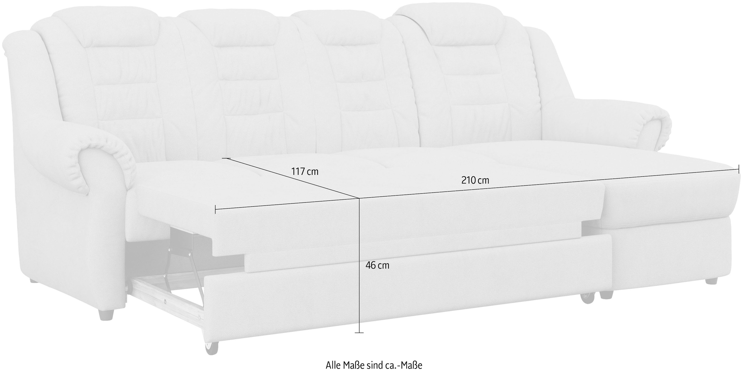 Home affaire Ecksofa »Boston L-Form«, mit hoher Rückenlehne, wahlweise mit Bettfunktion