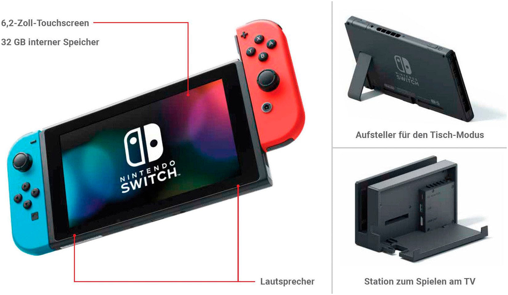 Nintendo Switch Spielekonsole »Switch r/b inkl. Fashion Dreamer und Miitopia«