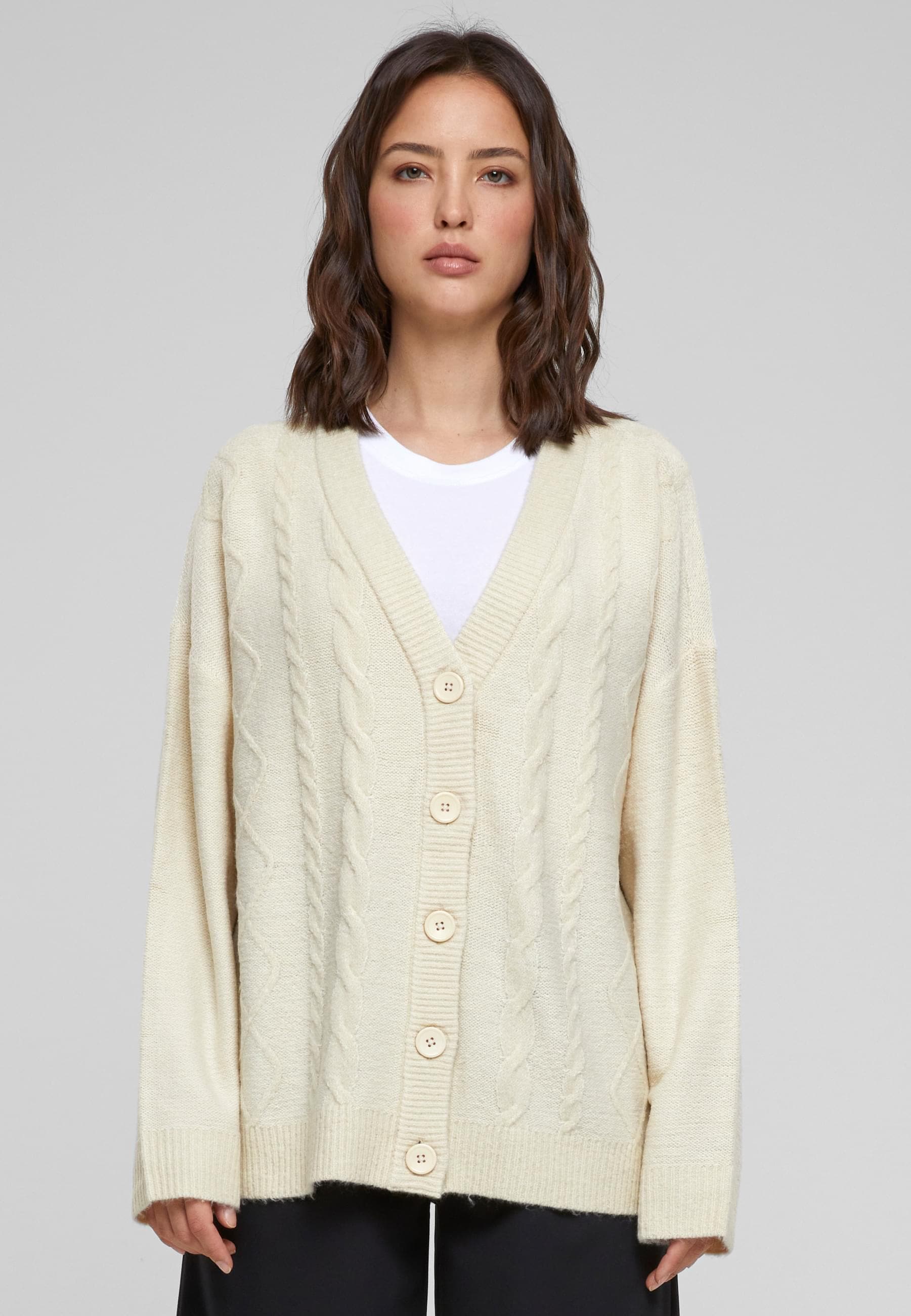 URBAN CLASSICS Strickjacke »Urban Classics Damen Ladies Cabel Knit Cardigan«