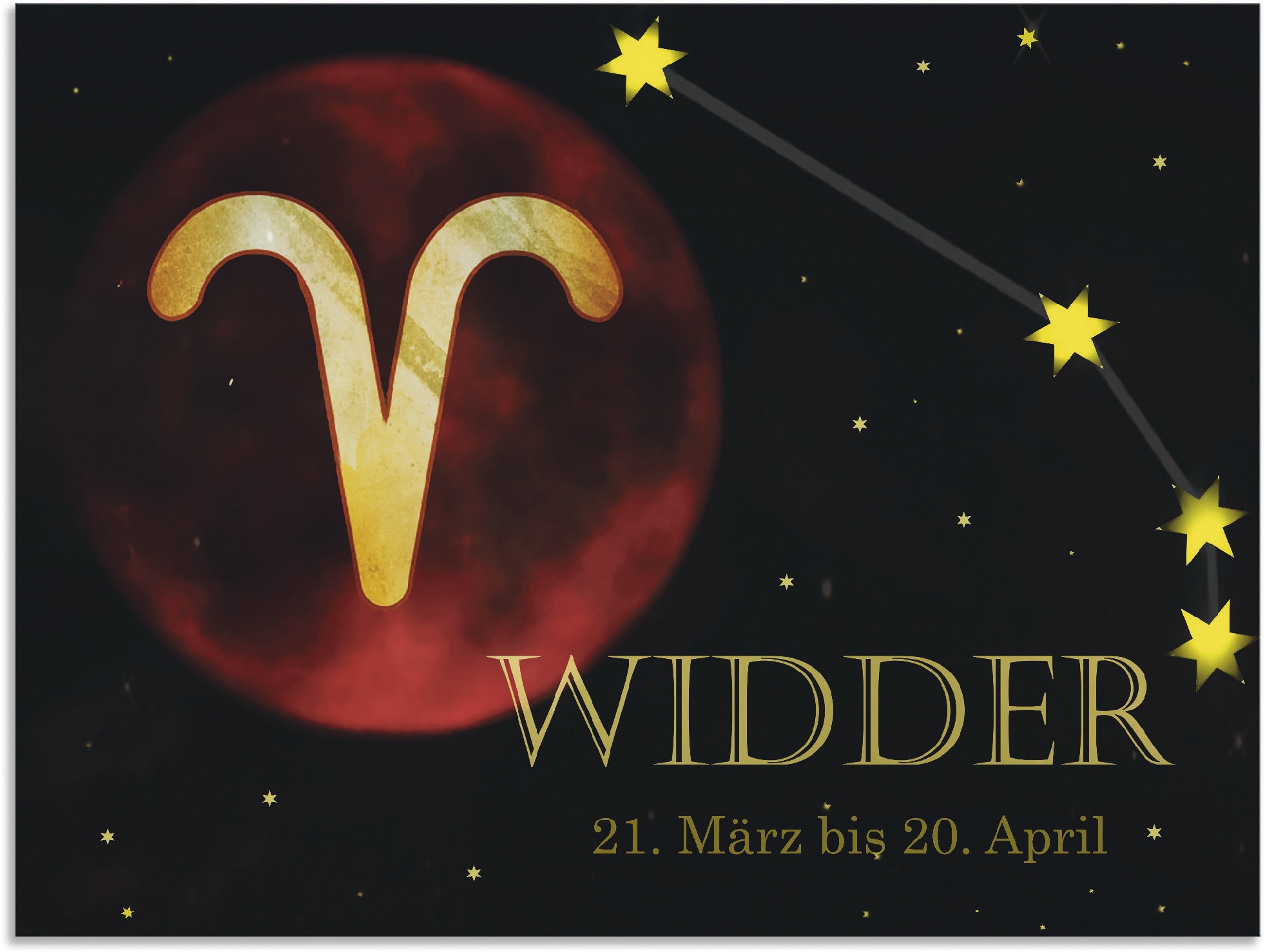 Artland Wandbild »Sternzeichen - Widder«, Bilder von Sternzeichen, (1 St.), als Alubild, Leinwandbild, Wandaufkleber oder Poster in versch. Größen