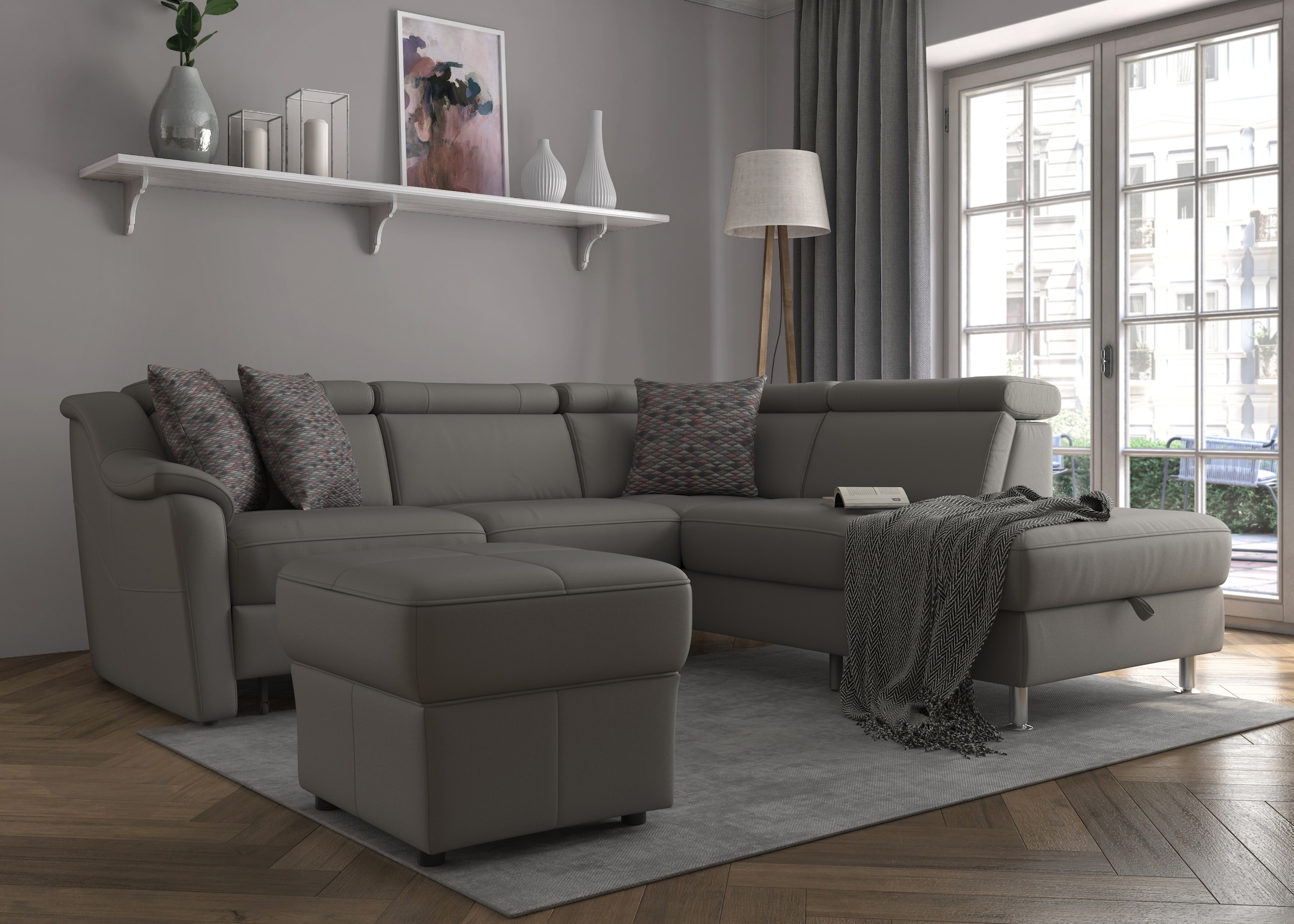 sit&more Ecksofa "Freetown L-Form" inklusive Kopfteilverstellung und komfortablem Federkern