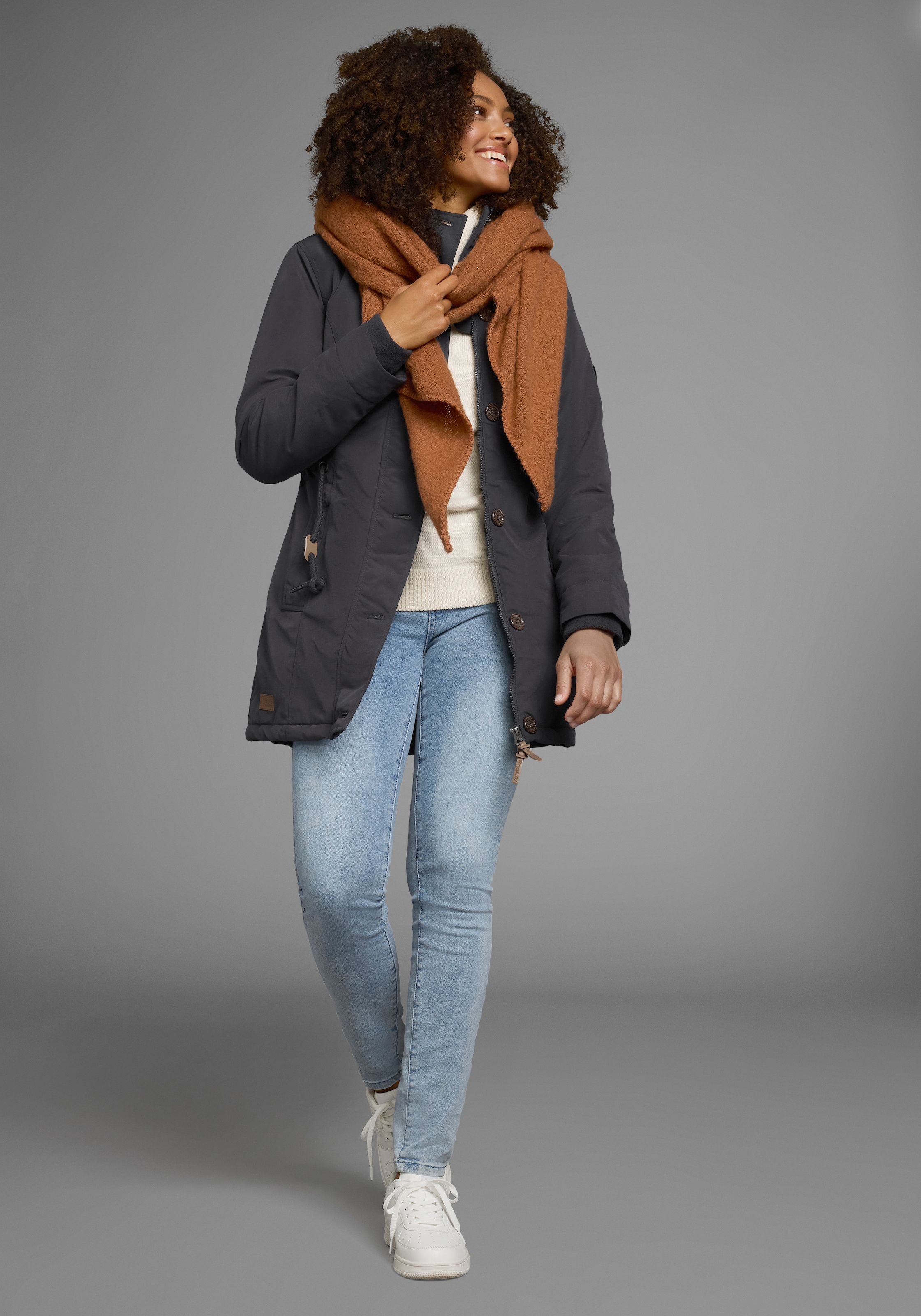 KangaROOS Winterjacke, mit Kapuze, für die kalte Jahreszeit, aus leichtem Webstoff, modisch