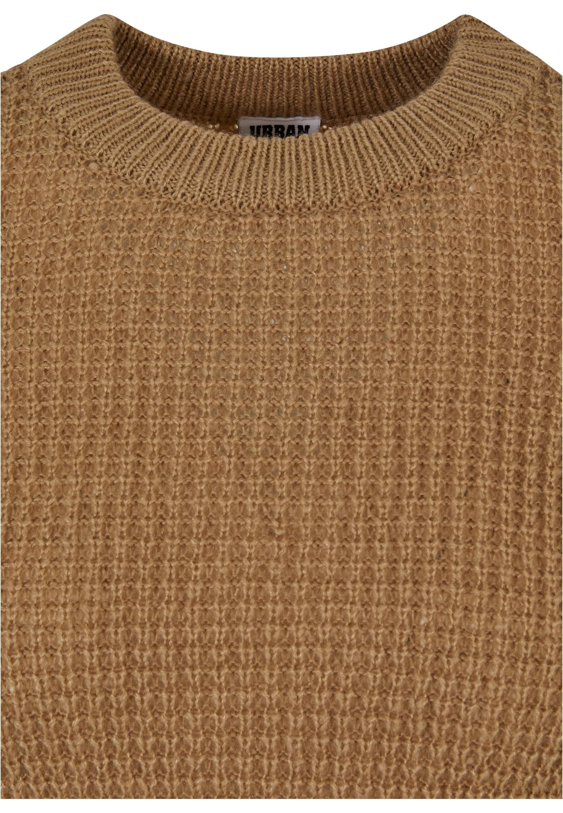 URBAN CLASSICS Rundhalspullover »Urban Classics Damen Ladies Short Waffle Sweater«, (1 tlg.)