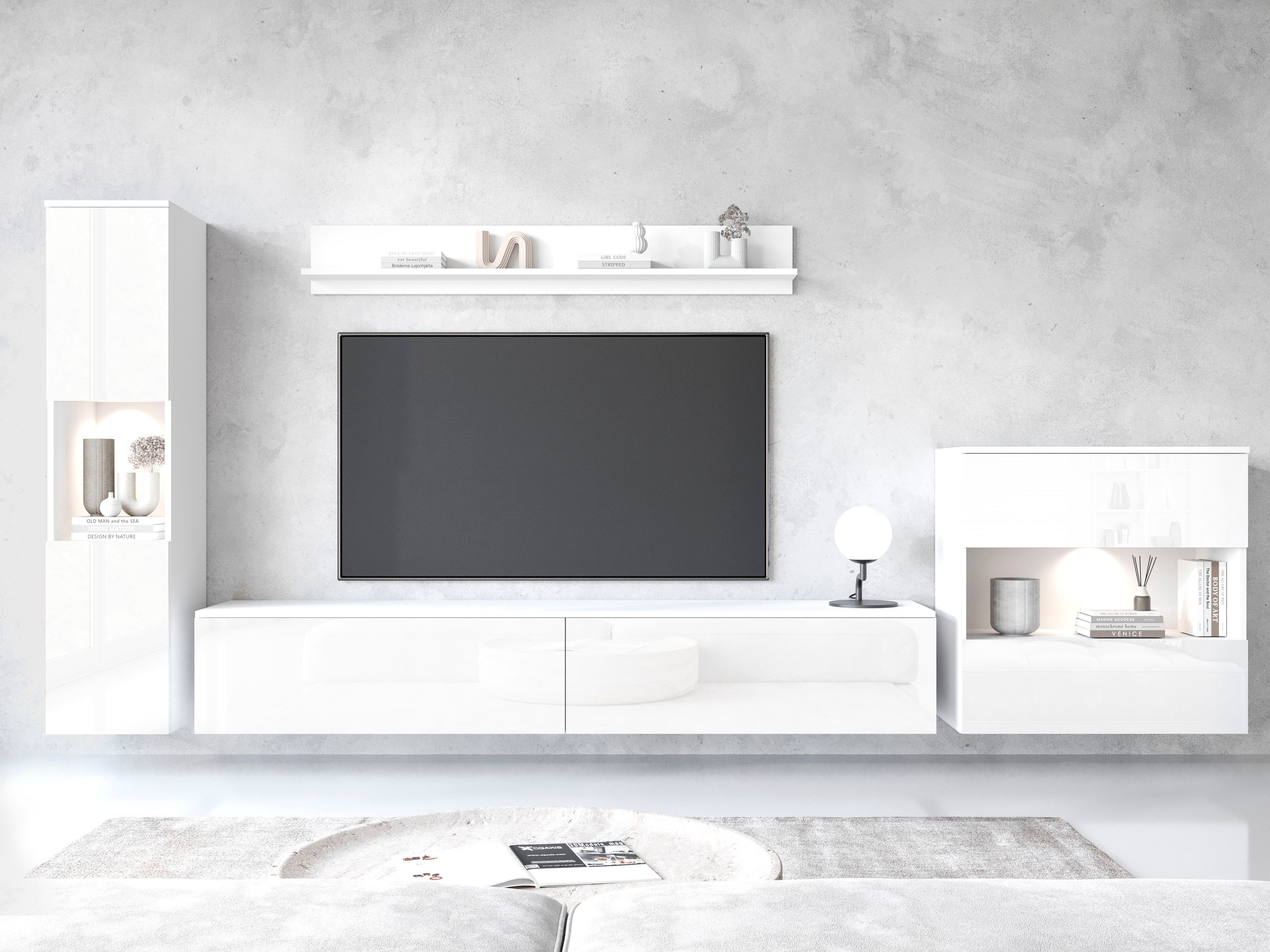 OTTO home "PARIS, Vitrine Türanschlag links/rechts wechselbar" Komplett-Set, 4 Stk. tlg.