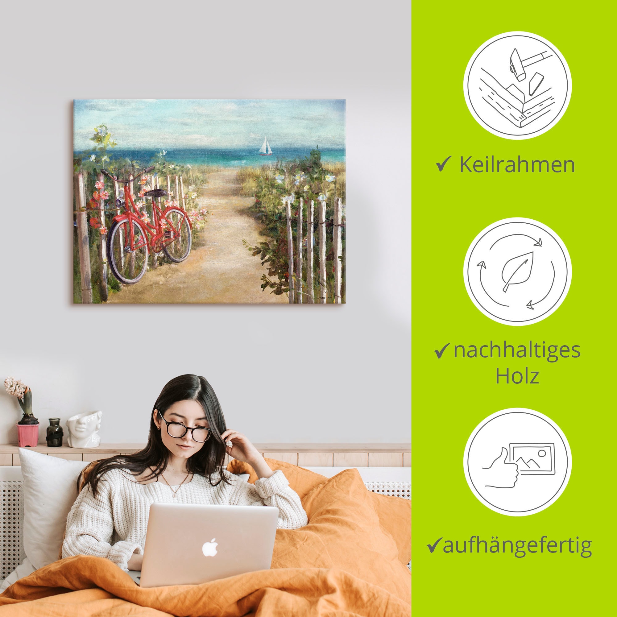 Artland Wandbild »Sommerfahrt«, Fahrräder, (1 St.), als Leinwandbild, Poster in verschied. Größen