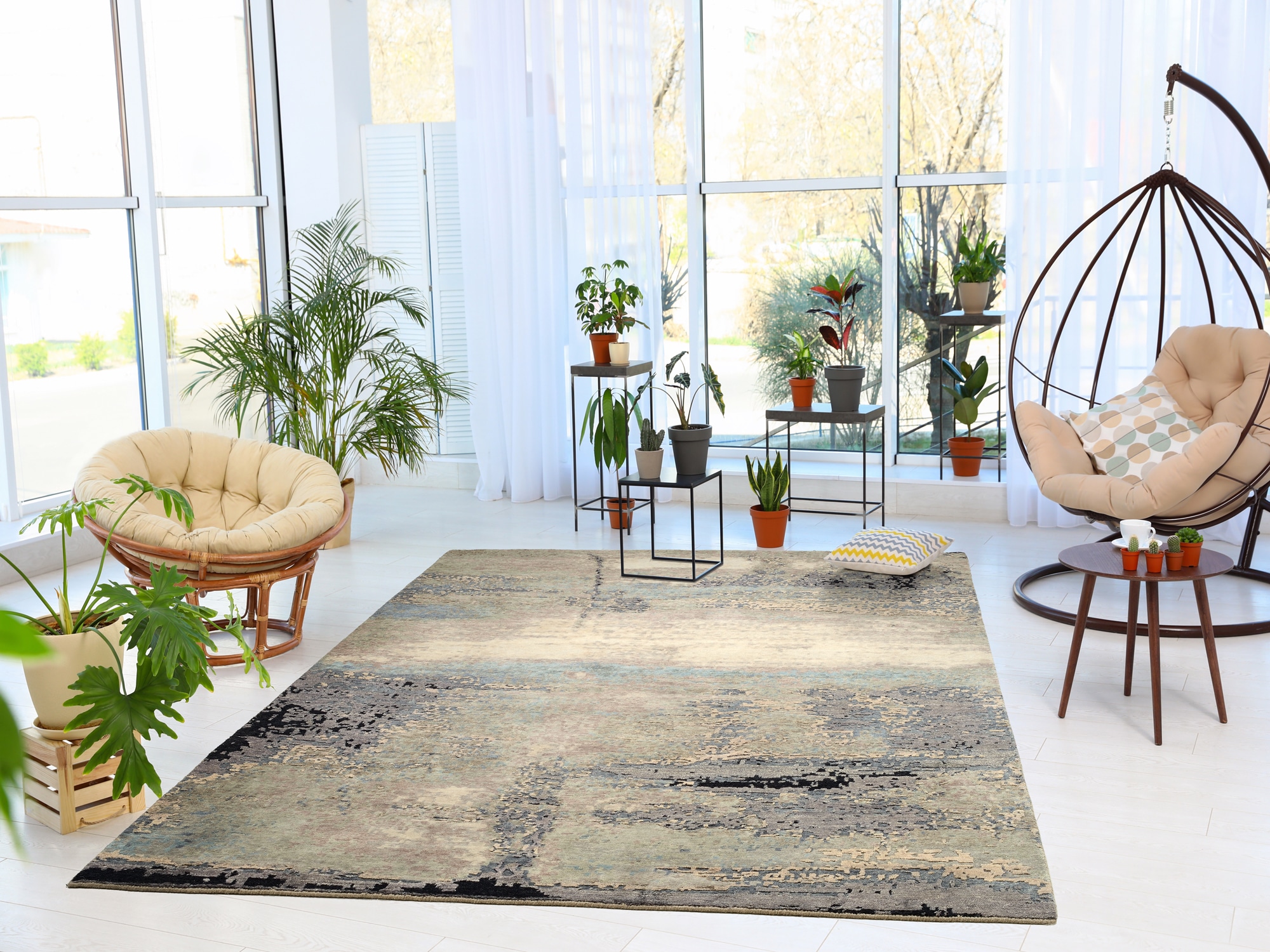OCI DIE TEPPICHMARKE Teppich "PHENOM MARBELLA" rechteckig 10 mm Höhe handgeknüpfter Designer Teppich Naturfaser Kurzflor