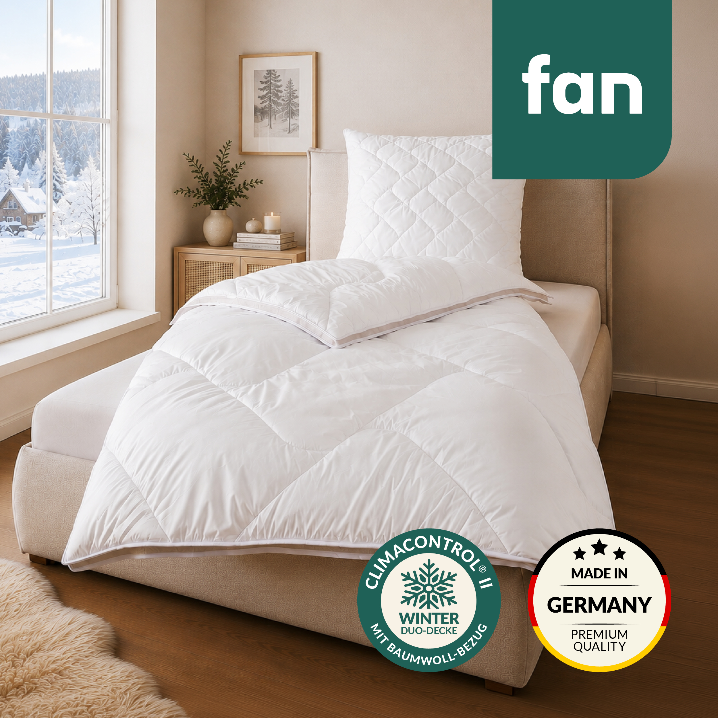 fan Microfaserbettdecke "Climacontrol II, Bettdecken für den Winter, Made in Germany" warm Füllung 100% Polyester 1 Stk. tlg. Bettdecke 135x200 cm, 155x220 cm und weiteren Größen, Decke