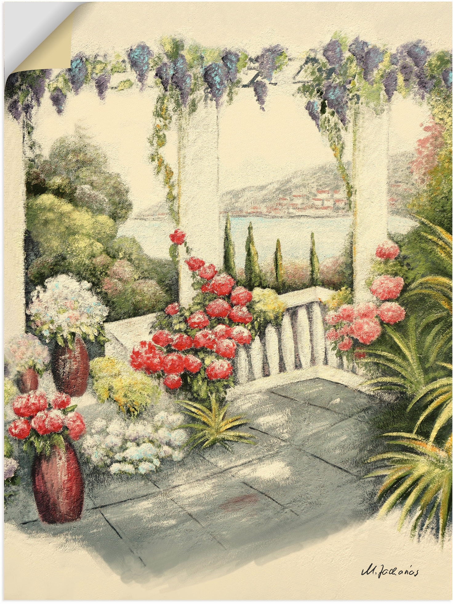 Artland Wandbild »Mediterrane Terrasse«, Fensterblick, (1 St.), als Alubild,  Leinwandbild, Wandaufkleber oder Poster in versch. Größen kaufen | BAUR