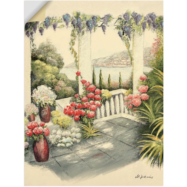 Artland Wandbild »Mediterrane Terrasse«, Fensterblick, (1 St.), als Alubild,  Leinwandbild, Wandaufkleber oder Poster in versch. Größen kaufen | BAUR