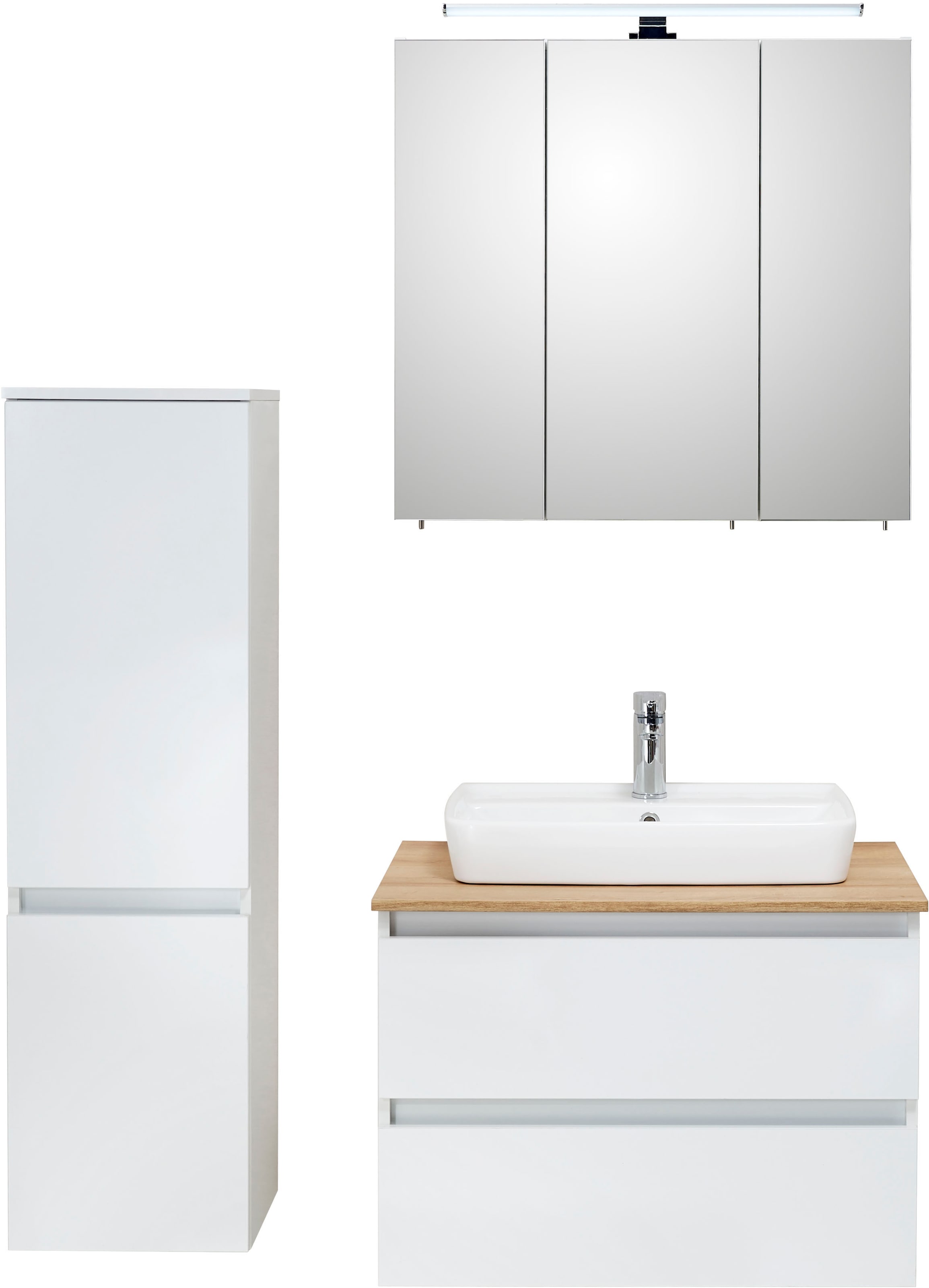 Saphir Badmöbel-Set "Quickset 360 3-teilig, Keramik-Aufsatzbecken mit LED-S günstig online kaufen