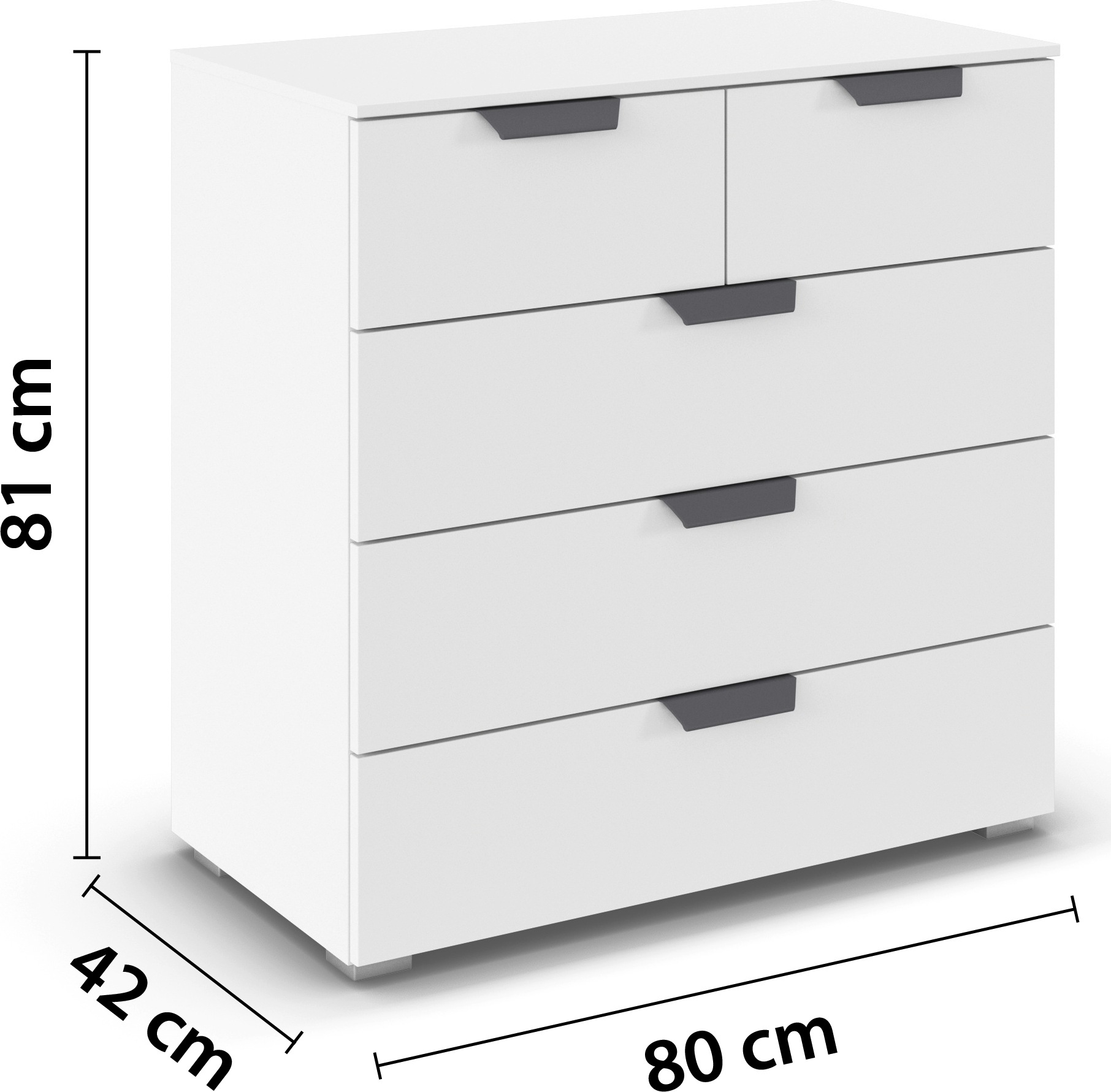 rauch Schubkastenkommode »Sideboard Schubladenkommode COSTA mit farblich passenden Metallgriffen« in 2 Griff-Farben, Breite 80 cm,  fünf praktische und geräumige Schubladen MADE IN GERMANY