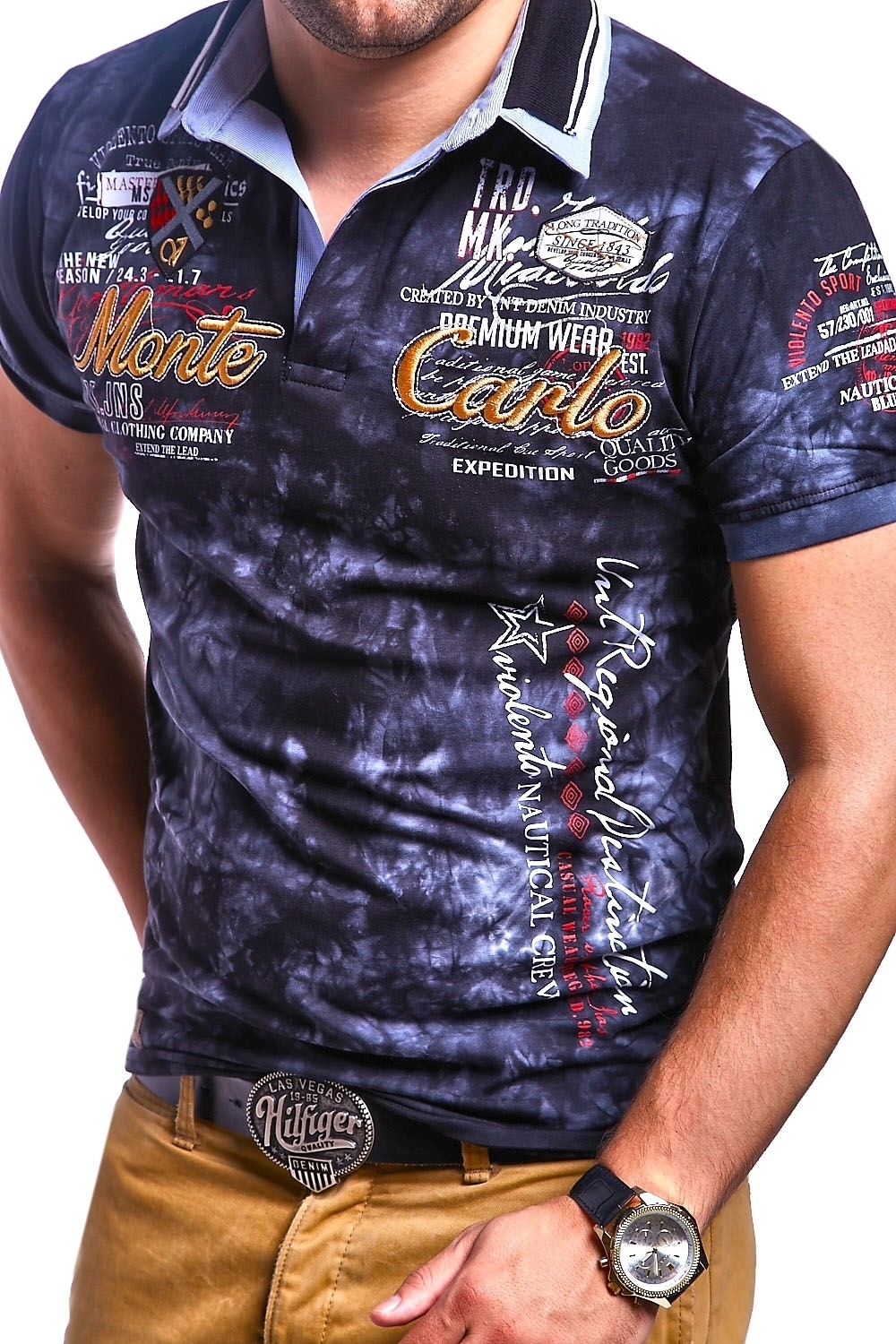 behype Poloshirt "PP-MONTCA", mit sportiven Stickereien günstig online kaufen