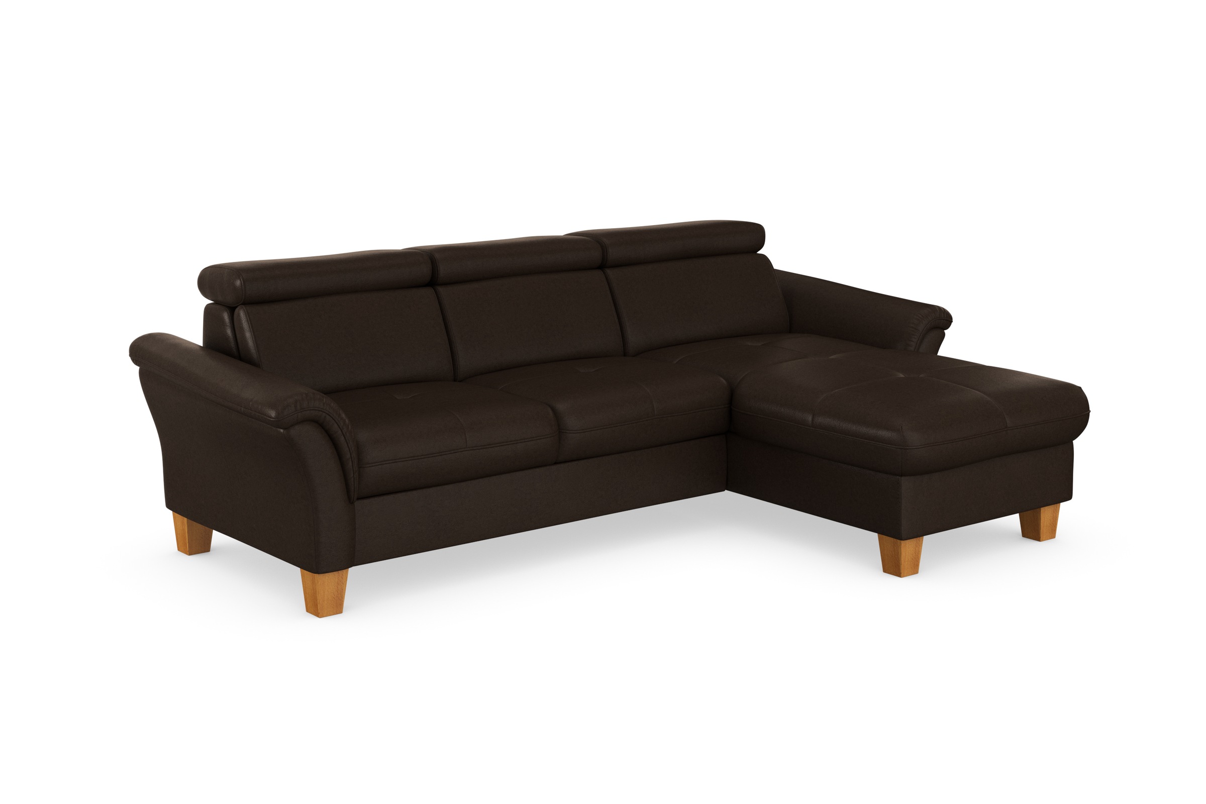 Ecksofa HOME AFFAIRE "Lindgren L-Form", braun (mocca), B:258cm H:84cm T:169cm, 100% Polyester, Sofas, Ecksofa, wahlweise mit Bett mit klappbaren Rollen, Kasten und Kopfverstellung 6