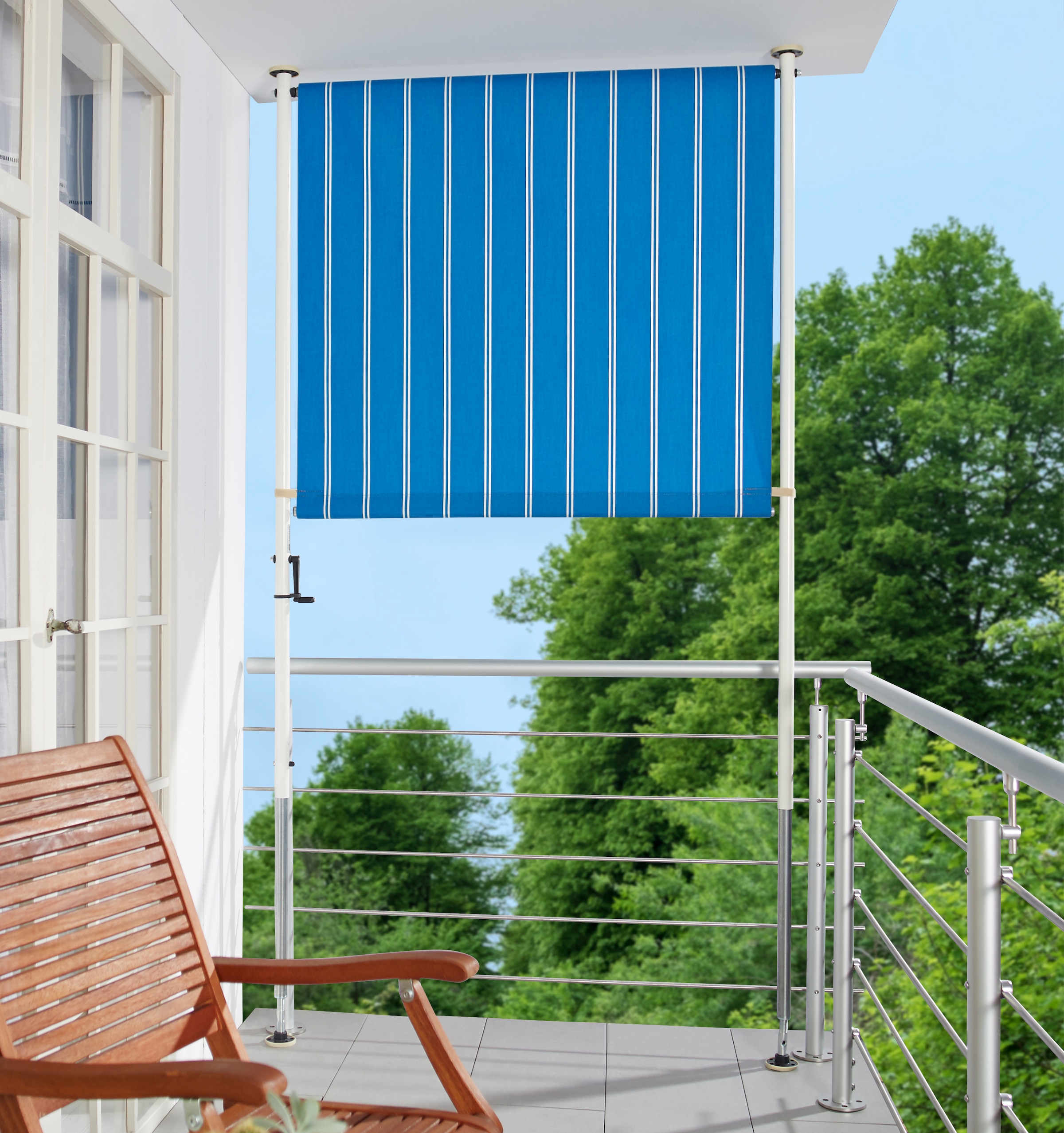 Angerer Freizeitmöbel Klemm-Senkrechtmarkise, blau/weiß, BxH: 150x225 cm