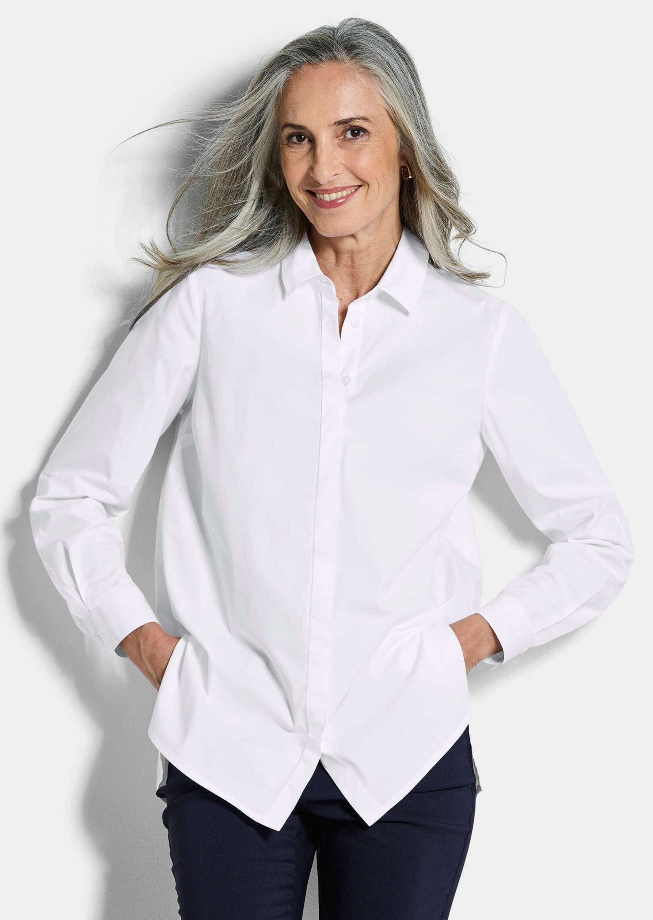 Thumbnail - GOLDNER Hemdbluse "Kurzgröße Baumwollbluse mit Hemdkragen" Mit Seitenschlitzen