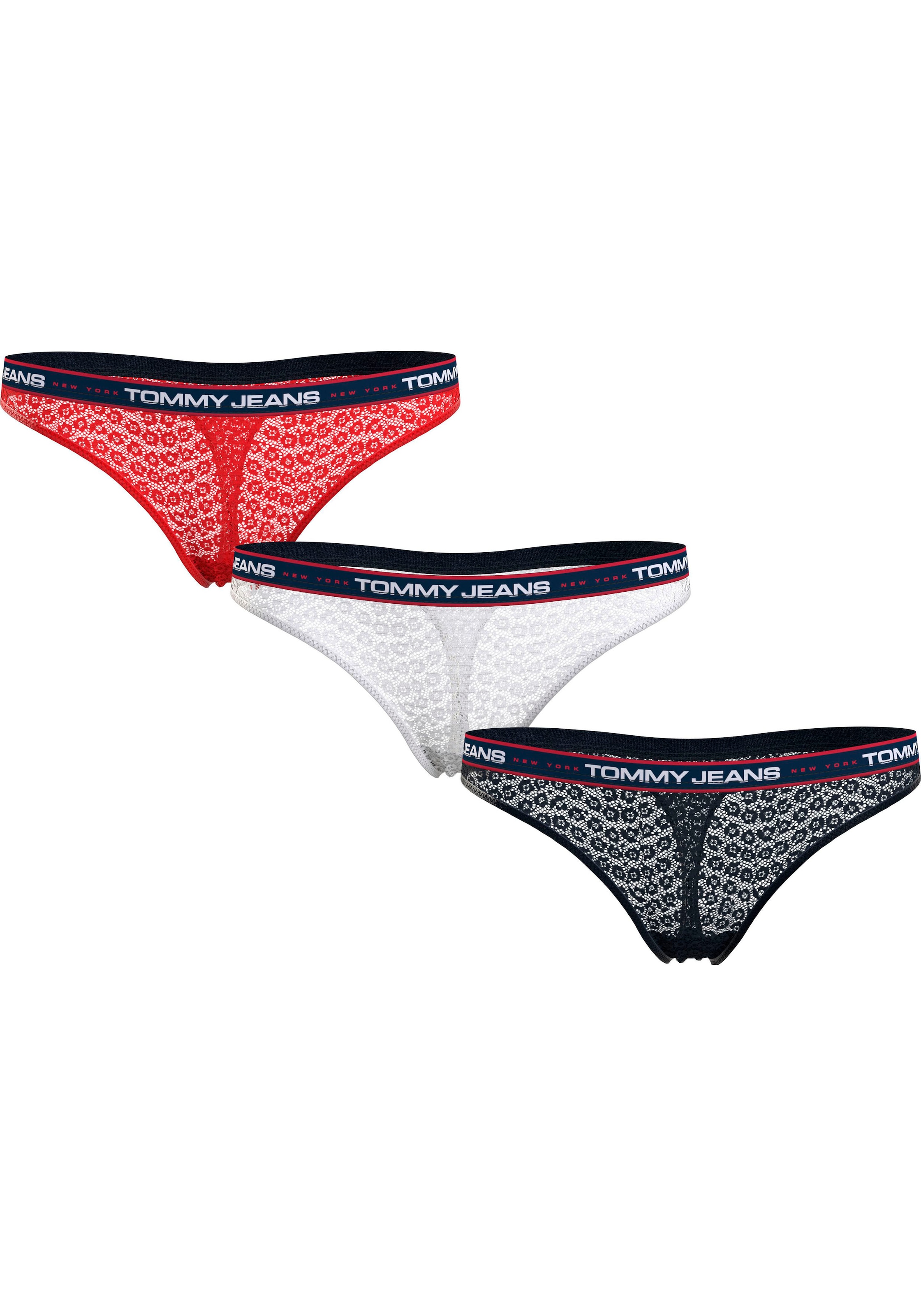 Tommy Hilfiger Underwear T-String »TJ 3P THONG LACE«, (3 St., 3er-Pack), mit elastischem Bund