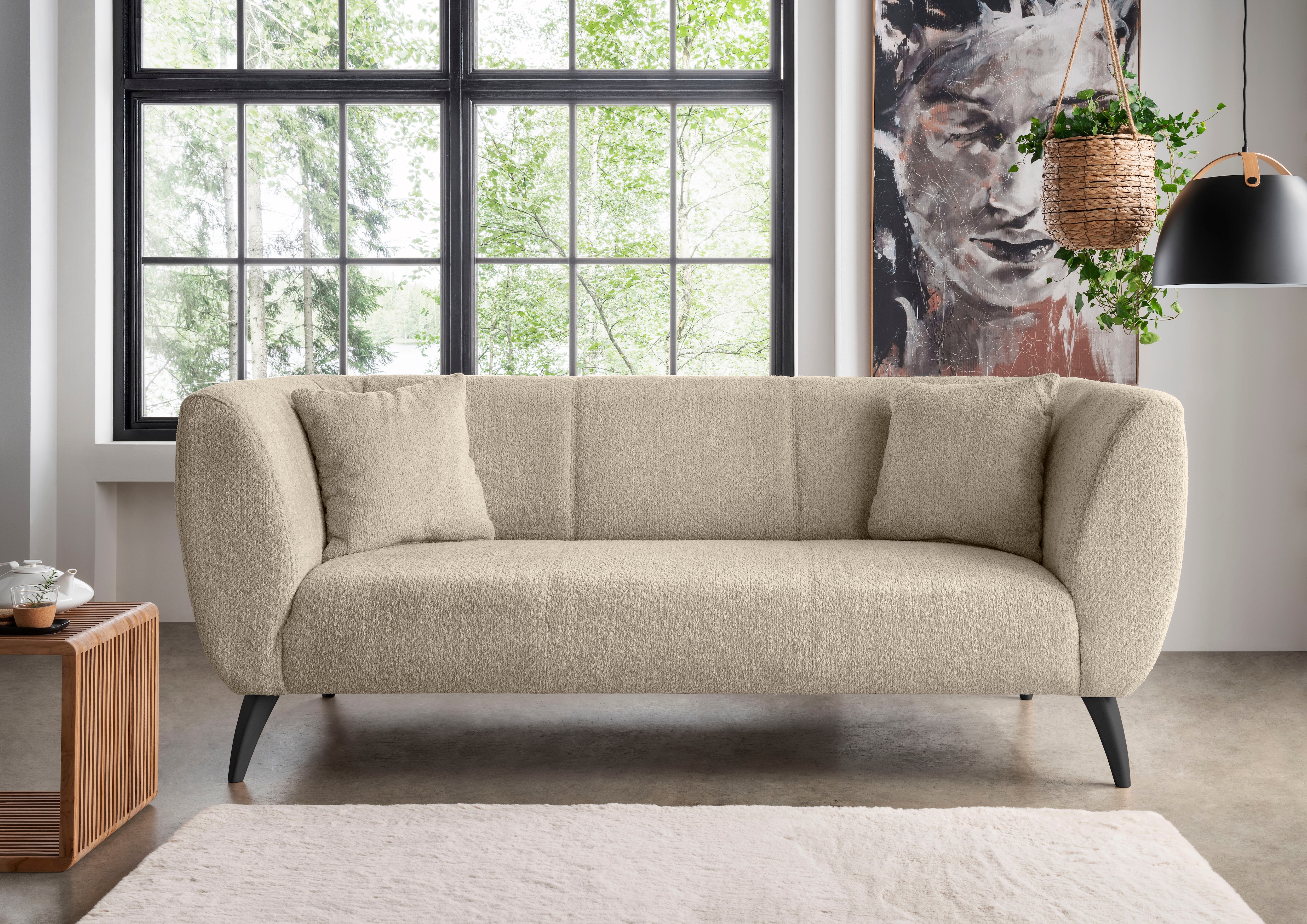Home affaire 3-Sitzer "Colori modern und bequem, schmale Armlehnen, tolle Detailverarbeitung" zwei verschiedene Fußfarben wählbar