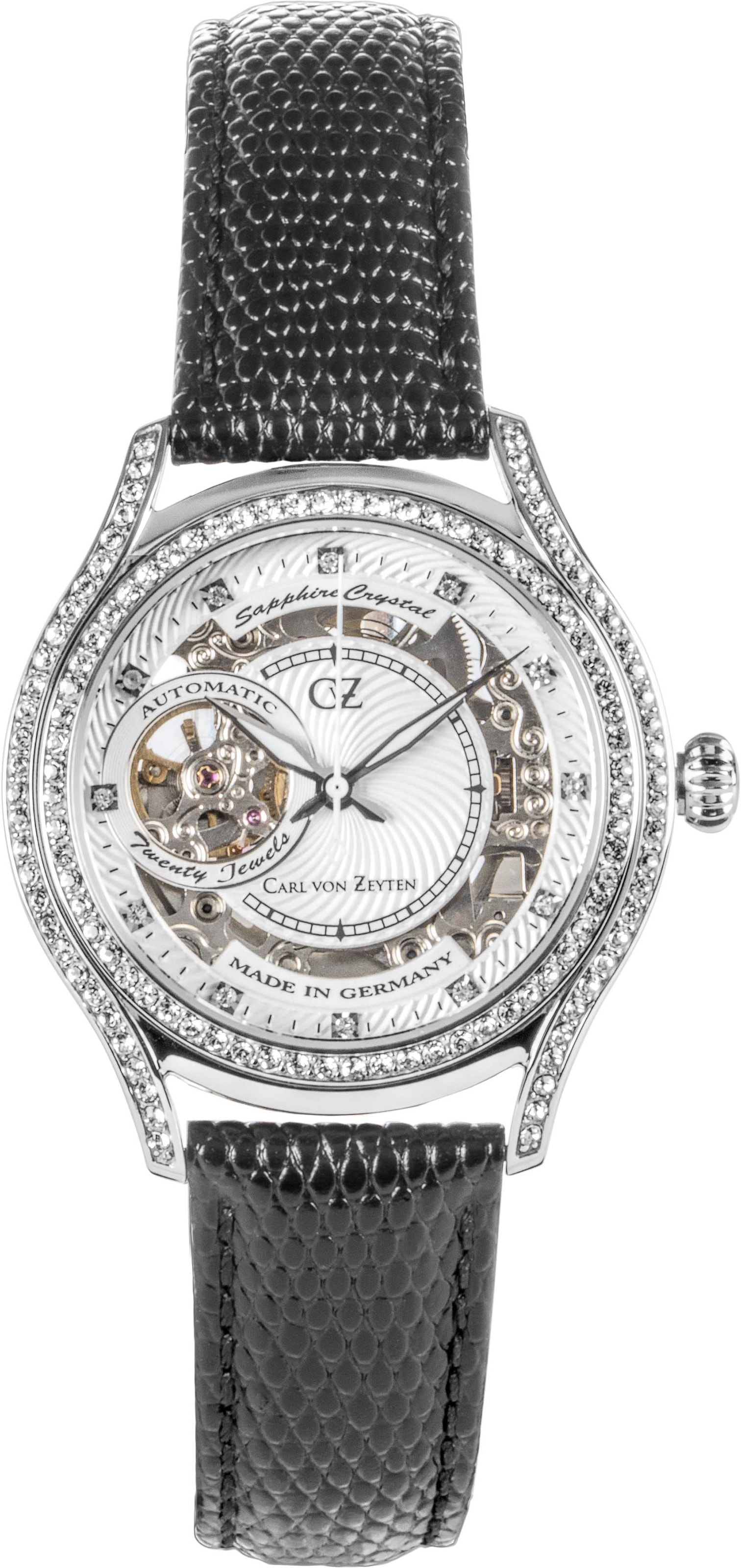 Carl von Zeyten Automatikuhr »Seewald, CVZ0069WHS«, Armbanduhr, Damenuhr, Saphirglas, Made in Germany, Mechanische Uhr