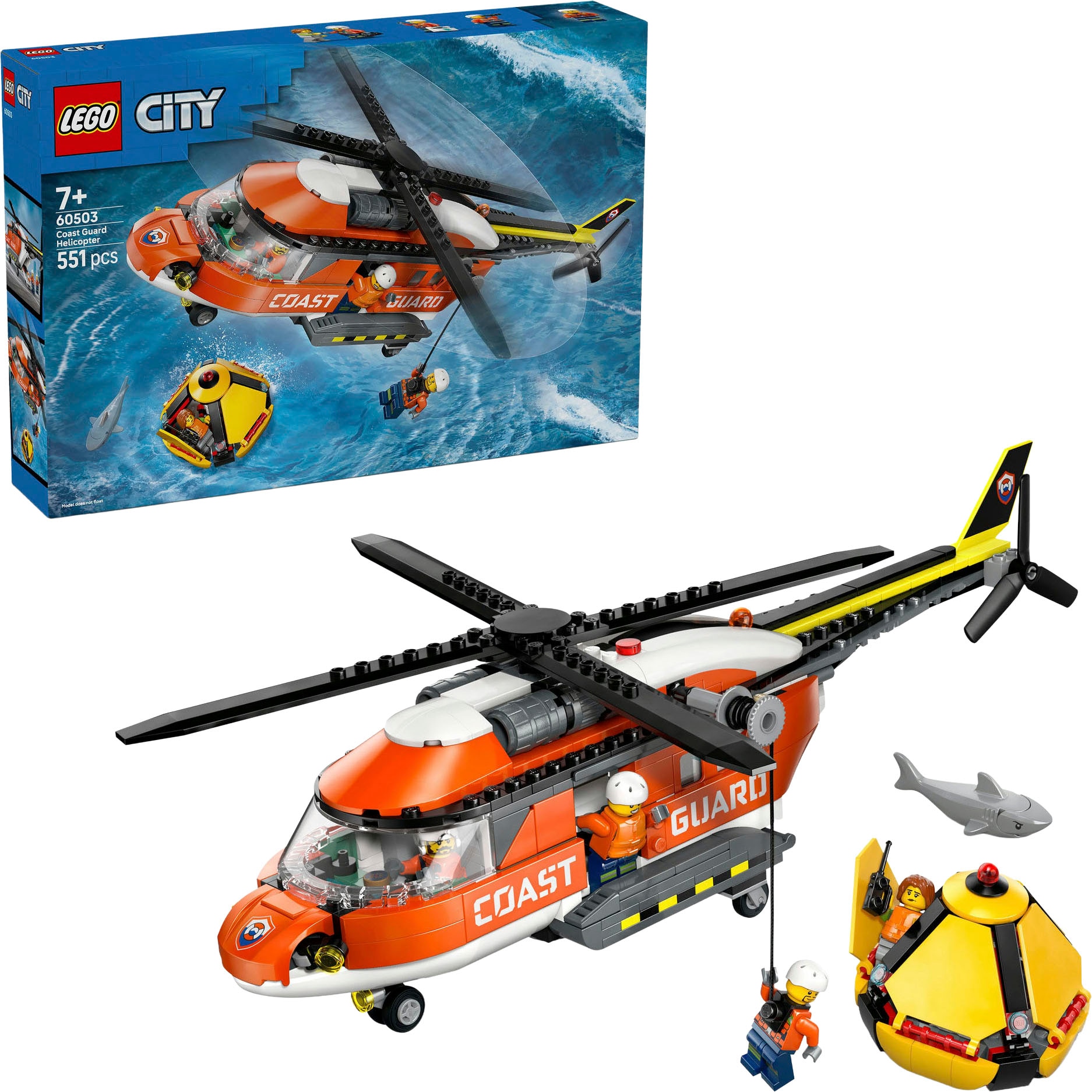 LEGO Kinder Konstruktionsspielsteine "Hubschrauber der Küstenwache (60503), LEGO City"bunt, Kunststoff, Spielbausteine, Made in Europe