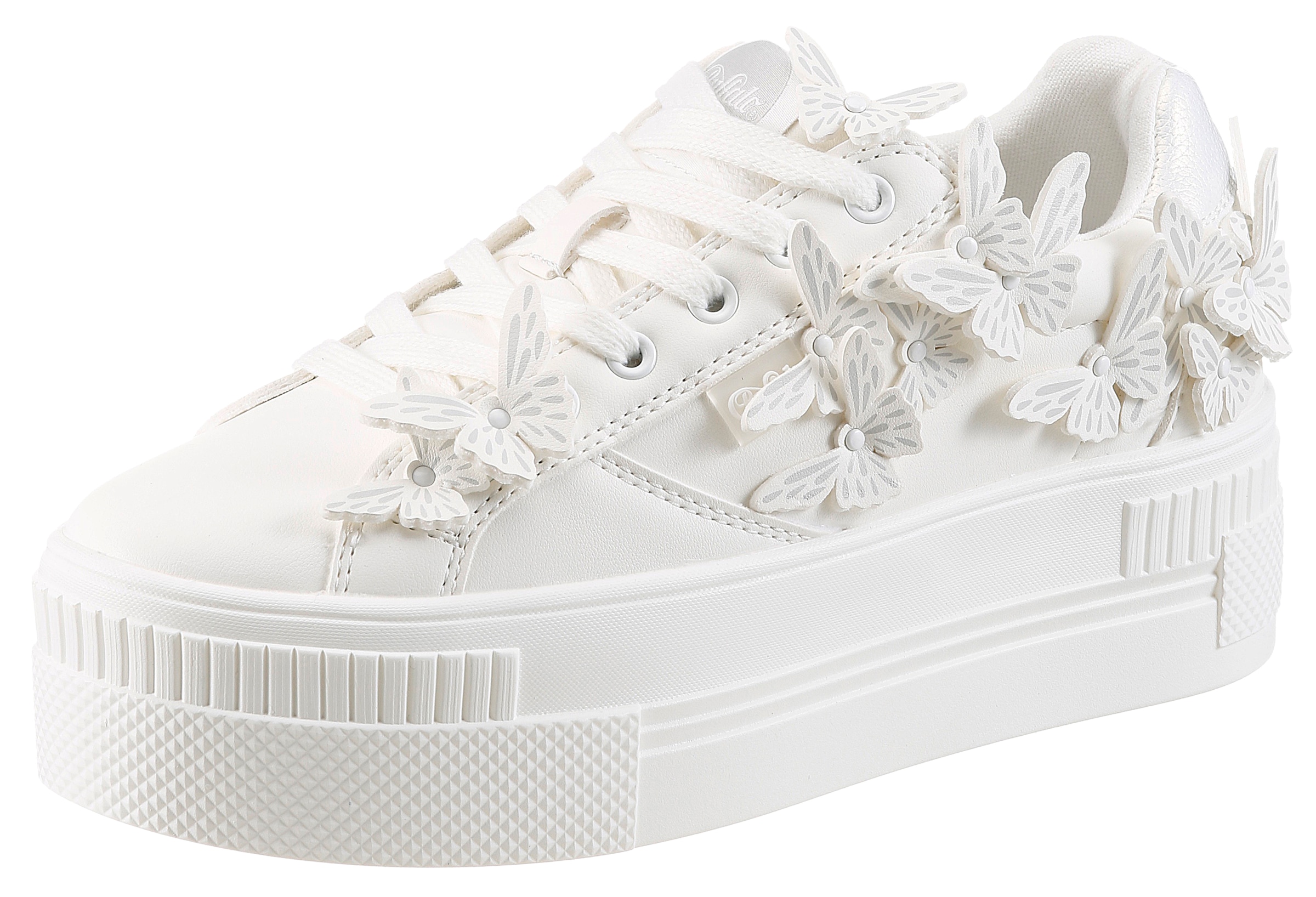 Buffalo Plateausneaker  Freizeitschuh, Halbschuh, Schnürschuh mit Schmetterlings-Verzierung