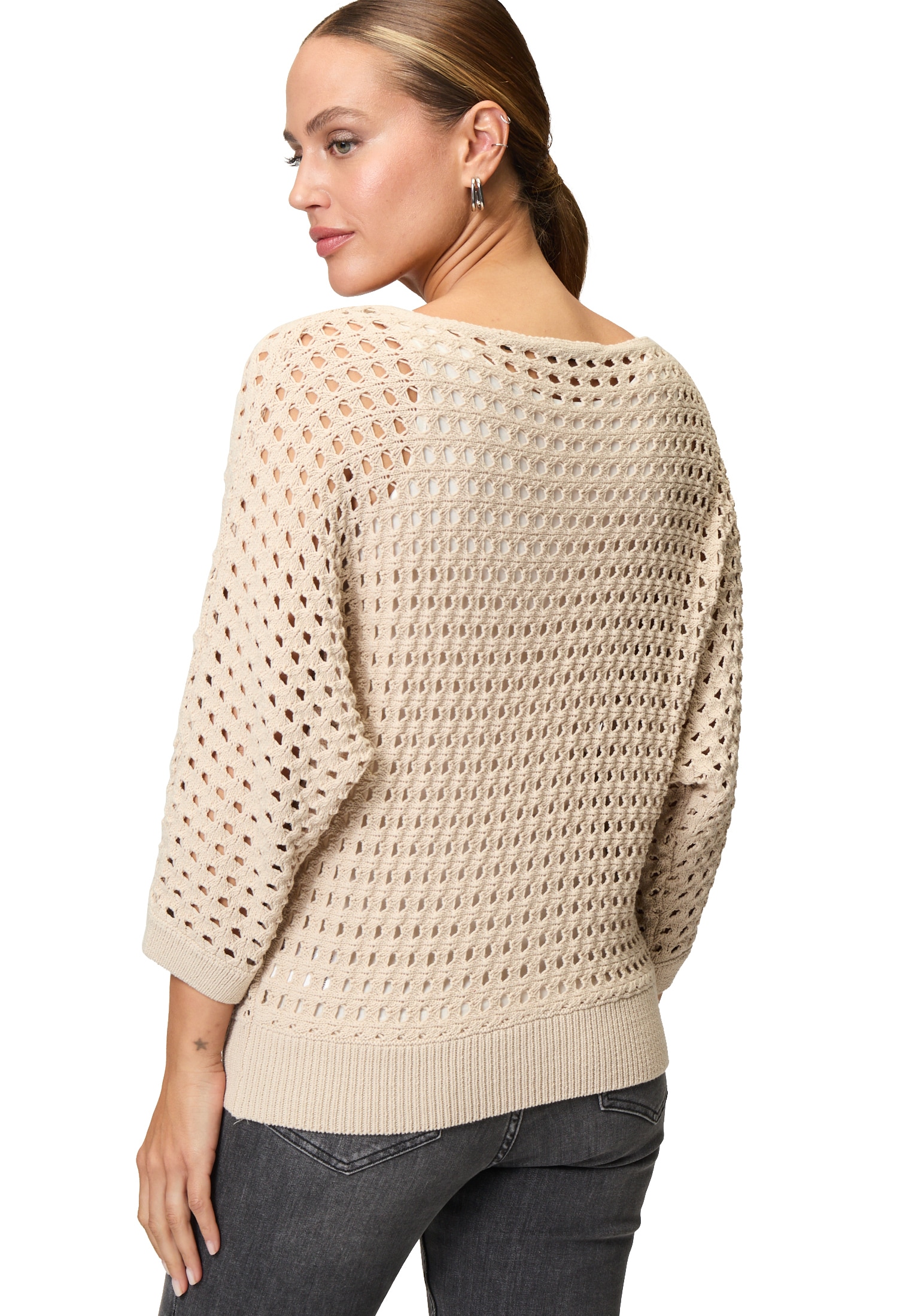 Zero Strickpullover »zero Pullover mit Lochmuster«, (1 tlg.), Lochmuster