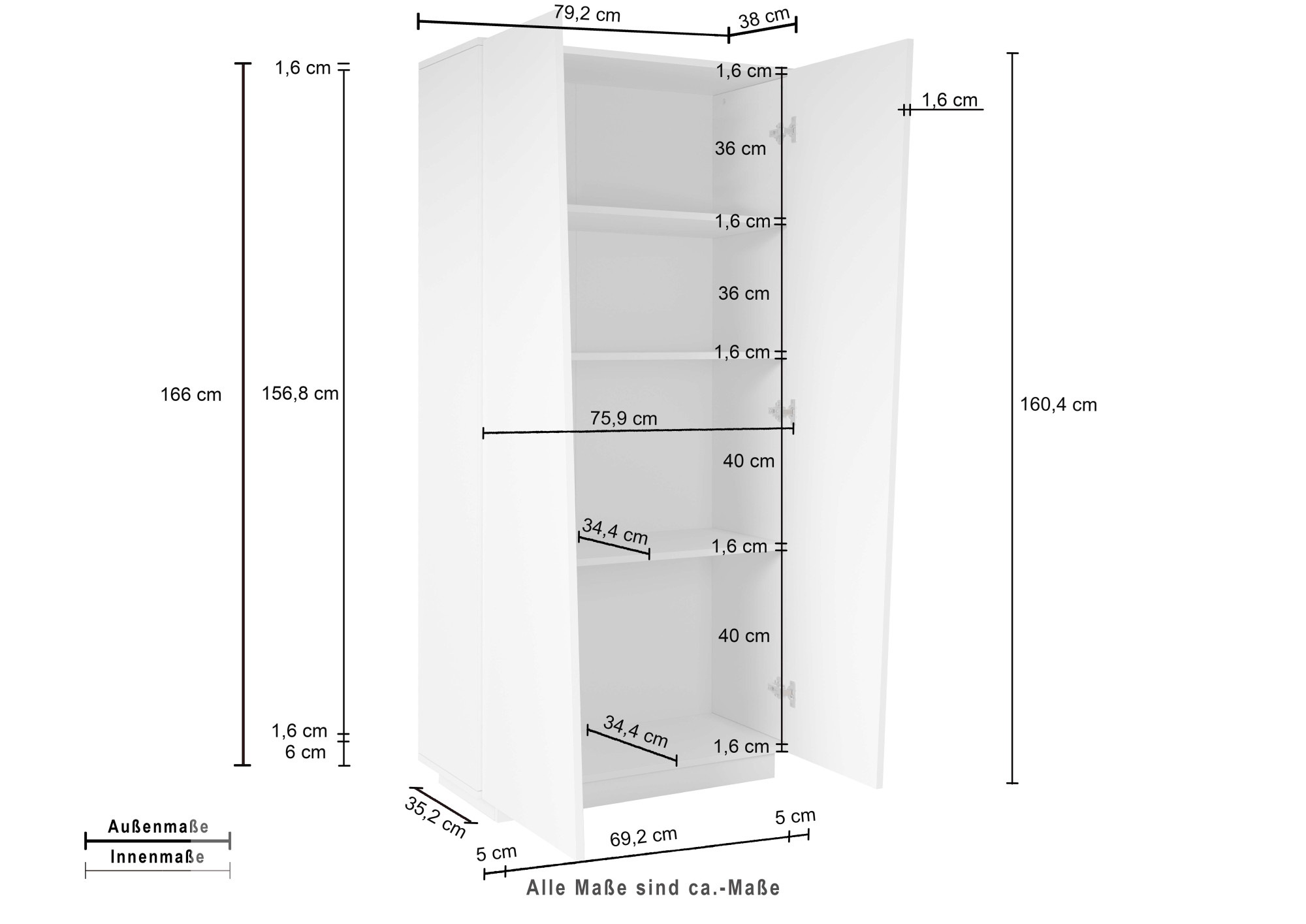 INOSIGN Aktenschrank »Vega, Mehrzweckschrank, Büroschrank, mit 2 Türen«, & verstellbaren Einlegeböden, Höhe 86 oder 166 cm, Made in Italy