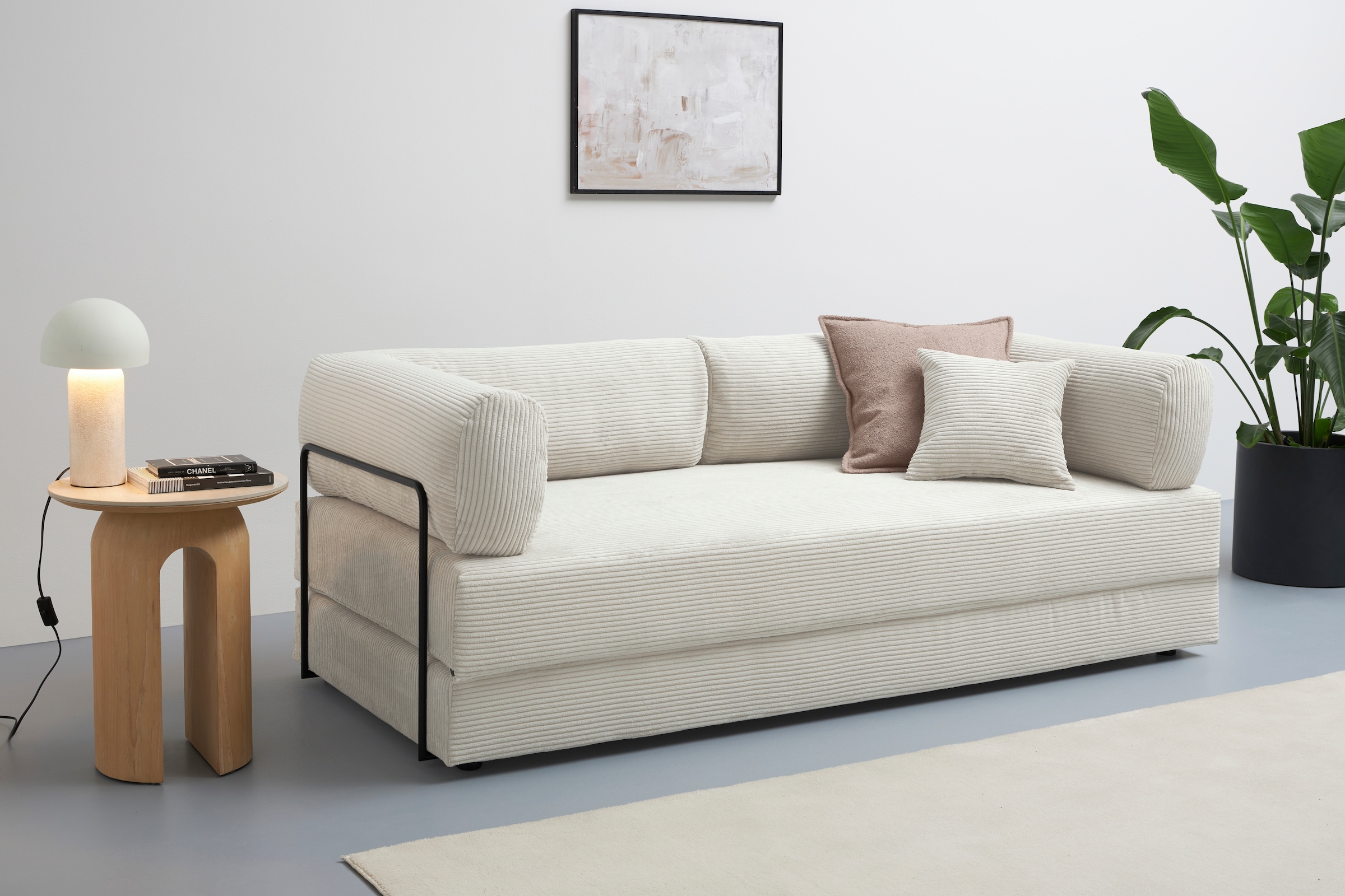 homsy by Ana Johnson Schlafsofa »Folda, Dauerschläfer, Breite 206 cm, Liegefläche 181x198 cm« mit Bett-/Schlaffunktion, inkl. 1x Zierkissen, Tonnentaschenfederkern